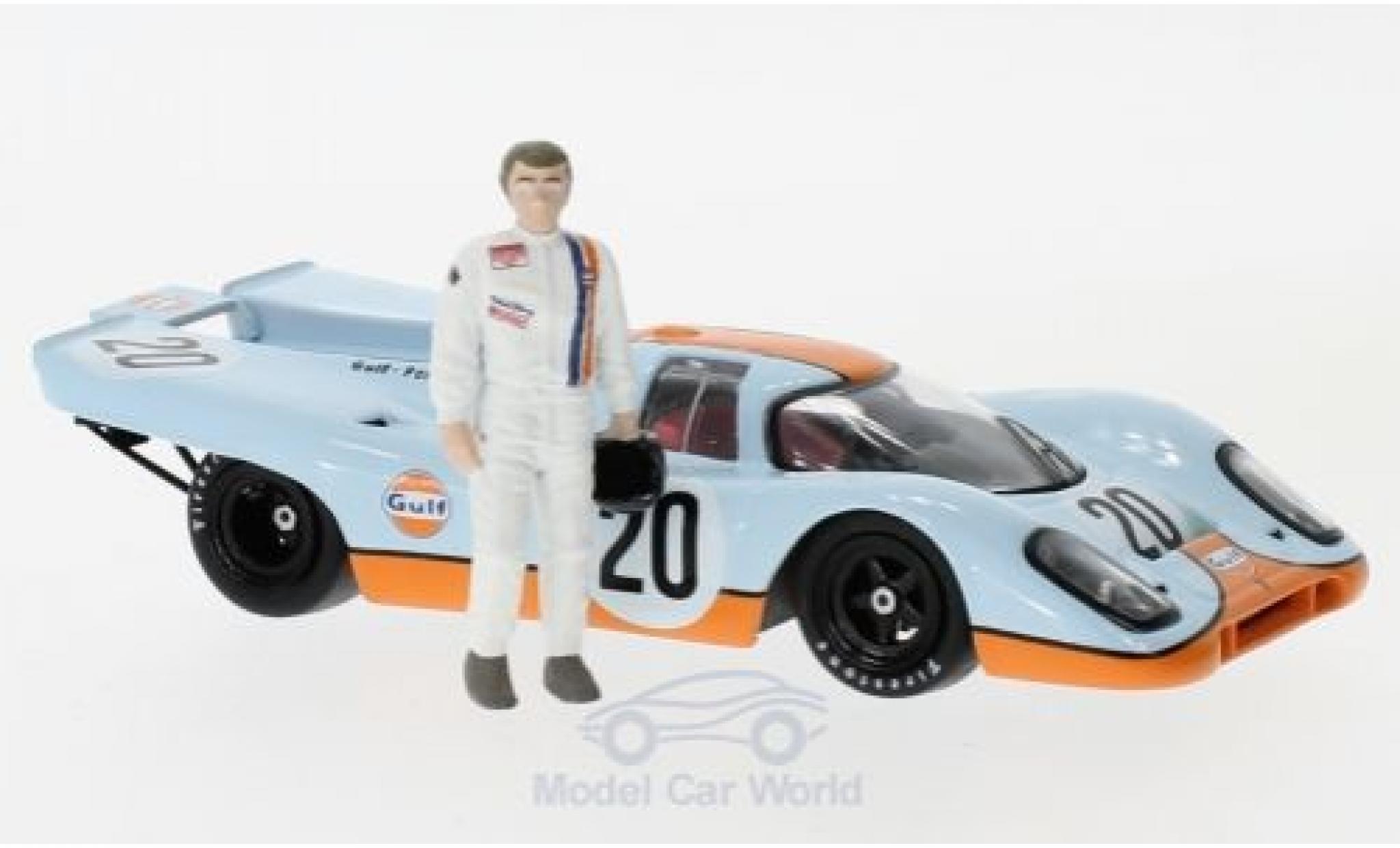 Porsche 917 1/43 Greenlight K No.20 Gulf mit Figur S.McQueen modellino in miniatura