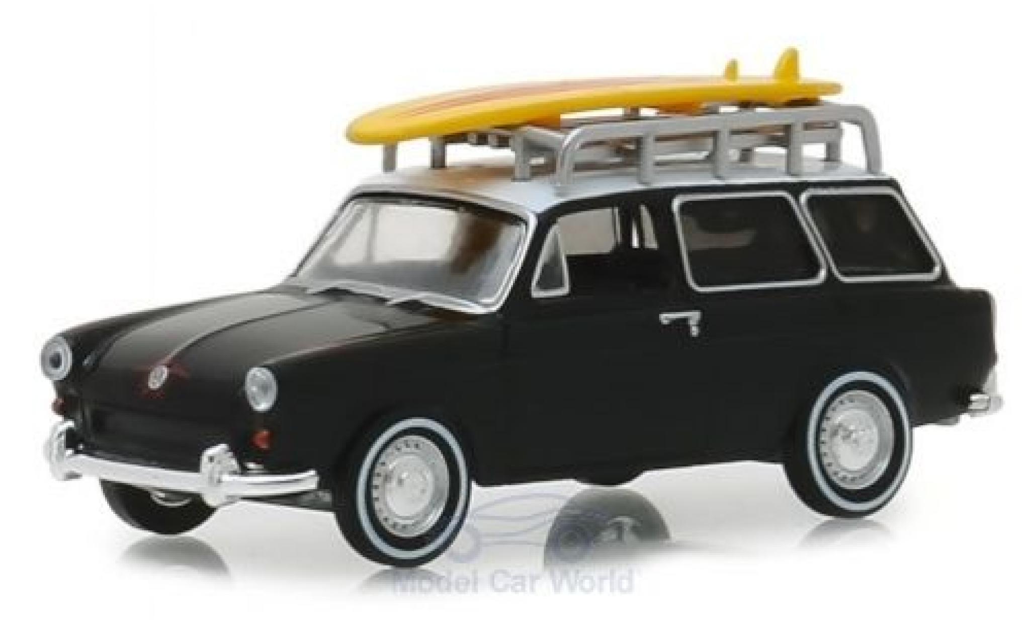 Volkswagen 1600 1/64 Greenlight Variant matt-nero/bianco 1965 modellino in miniatura