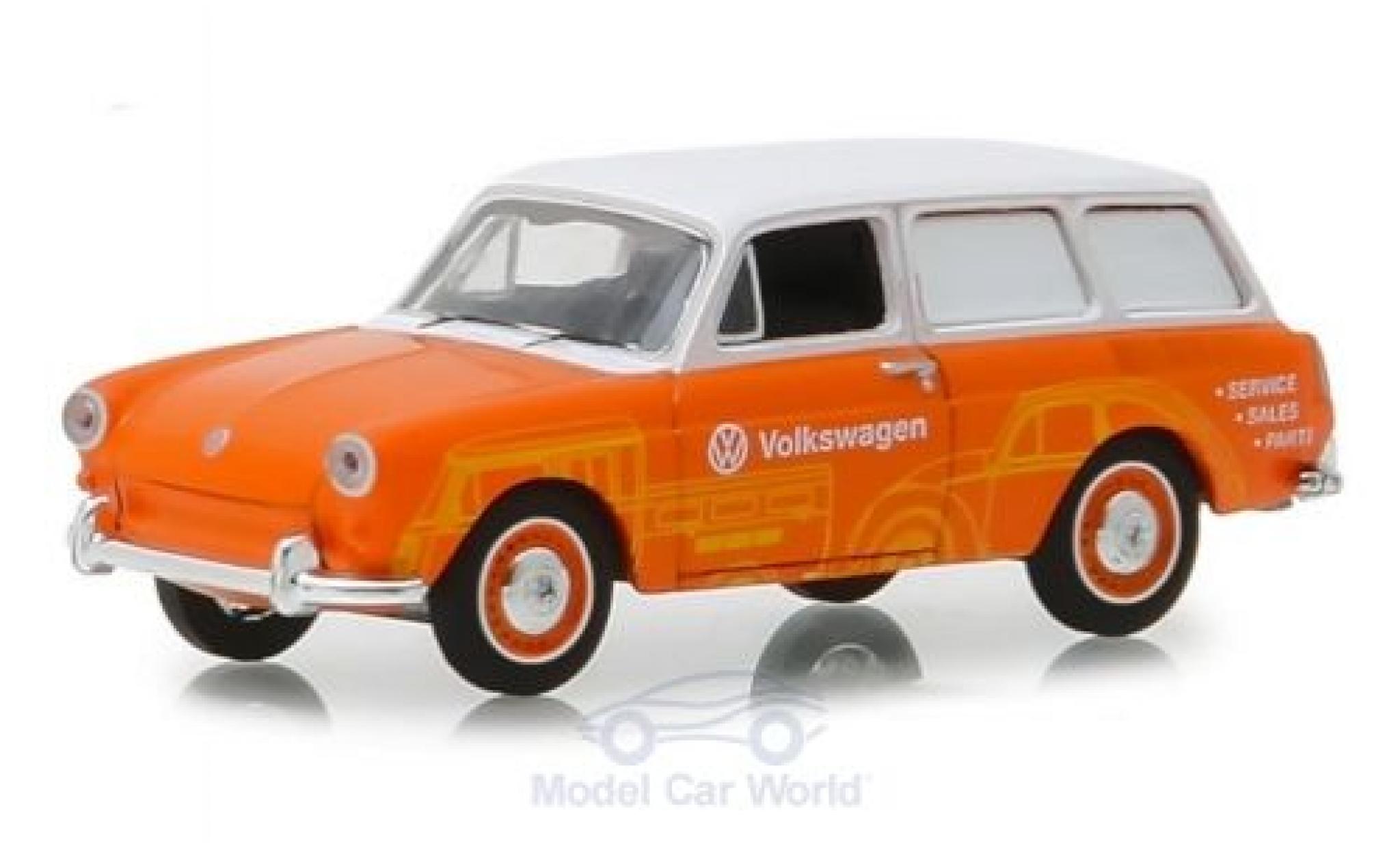 Volkswagen 1600 1/64 Greenlight Variant orange/bianco 1966 modellino in miniatura