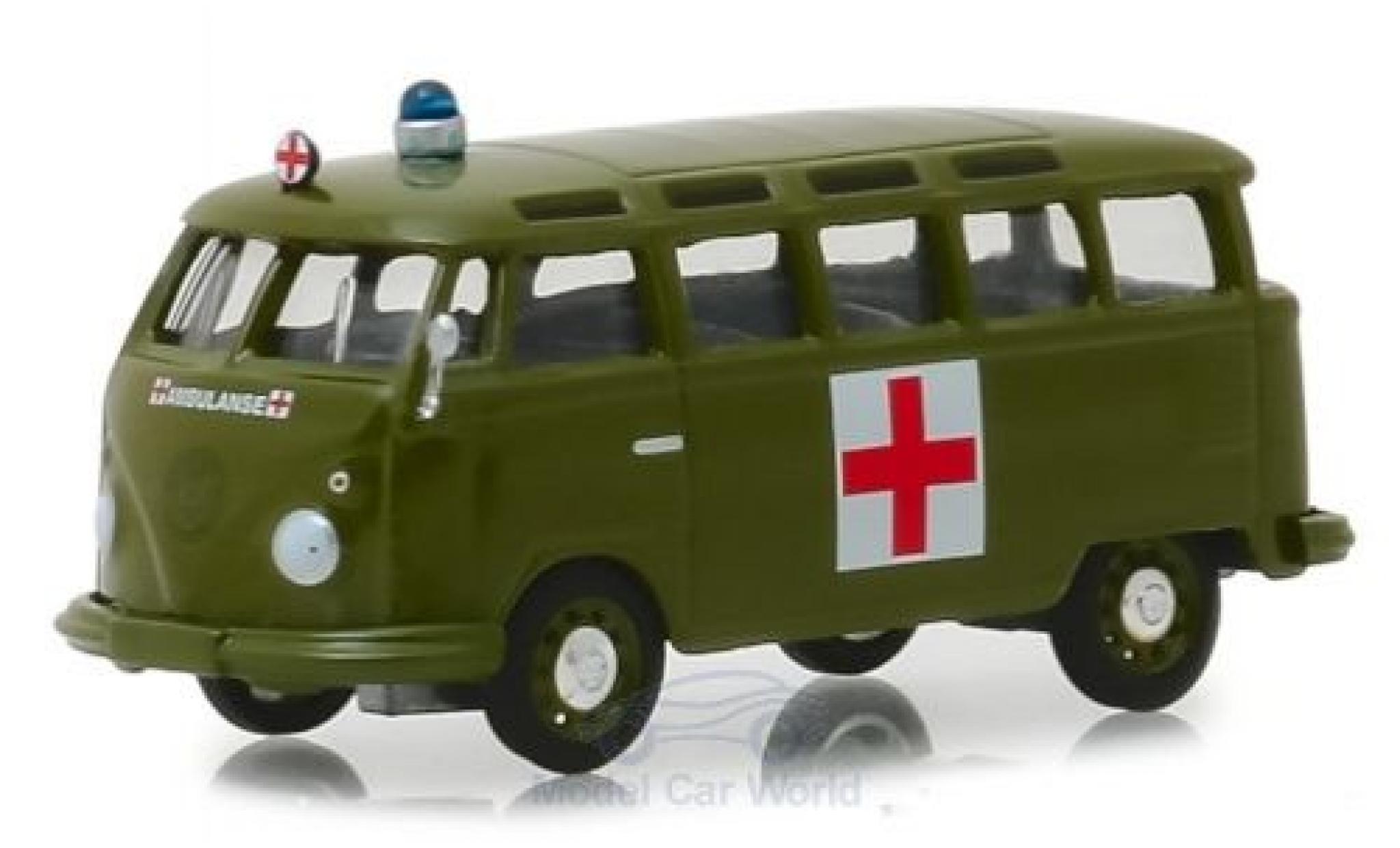 Volkswagen T1 1/64 Greenlight Samba Bus Army Ambulance 1964 modellino in miniatura