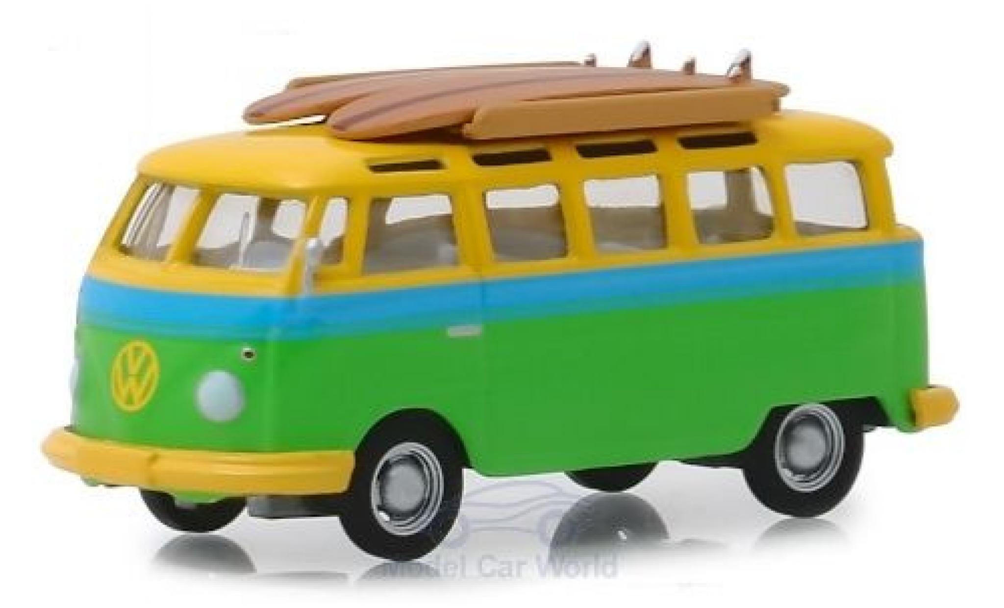 Volkswagen T1 1/64 Greenlight Samba verde/giallo 1964 modellino in miniatura