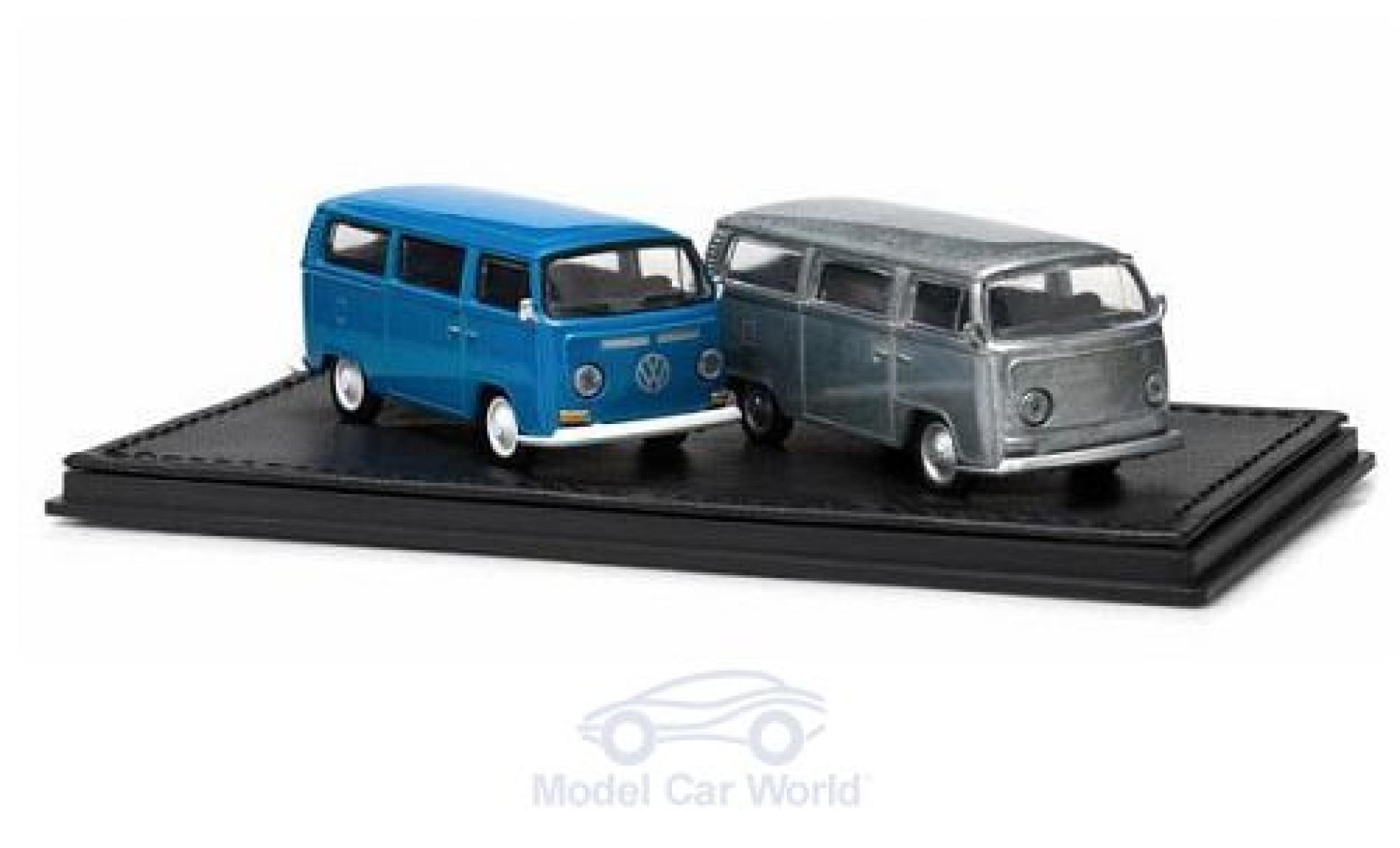 Volkswagen T2 1/64 Greenlight Bus 2er-Set blu/aluminium modellino in miniatura