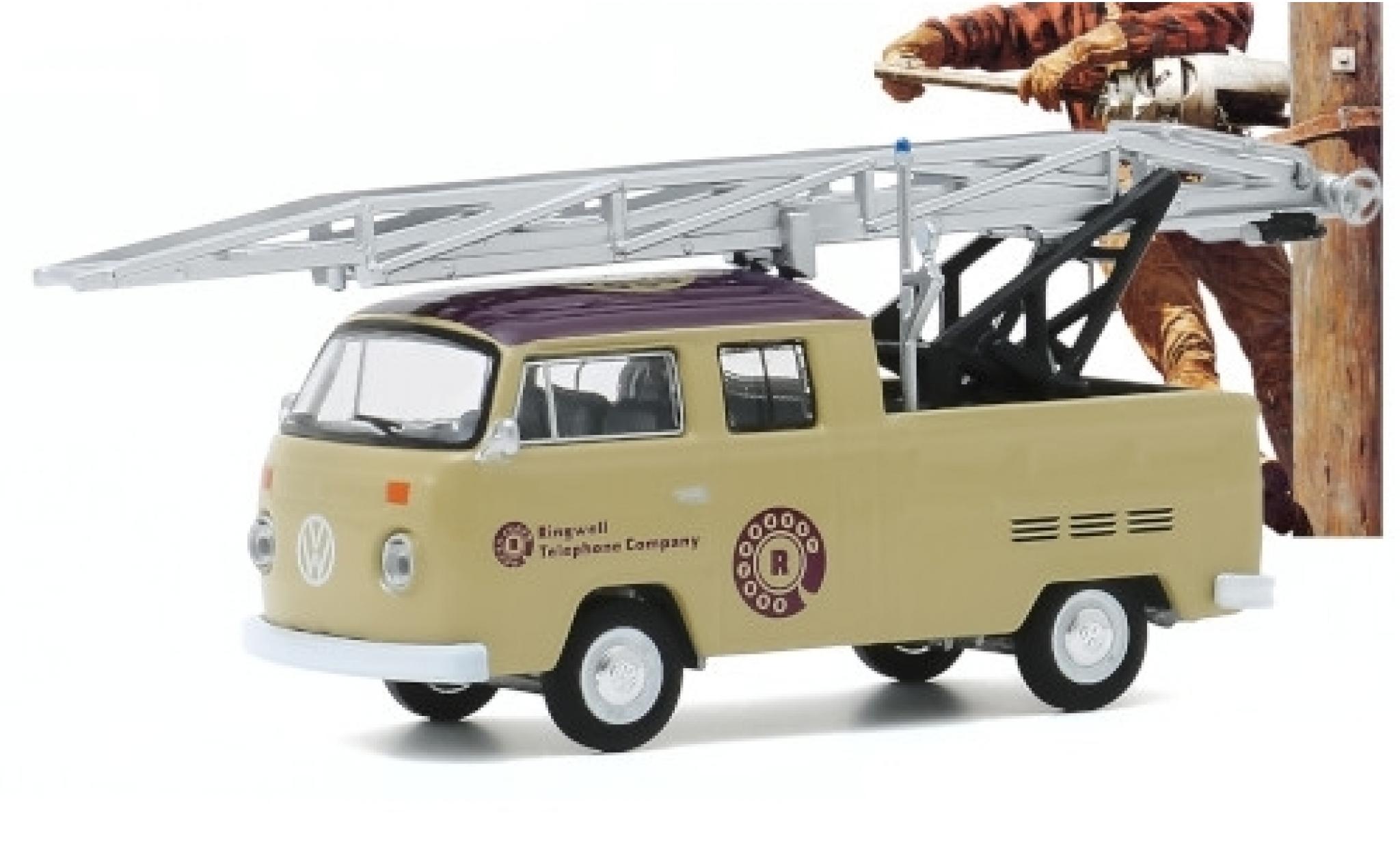 Volkswagen T2 1/64 Greenlight Double Cab Ladder Truck Ringwell Telephone Company 1972 modellino in miniatura