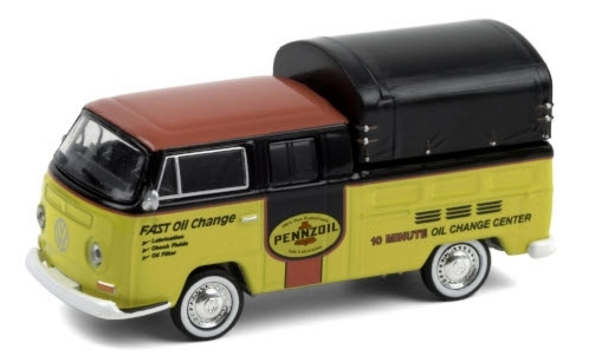 Volkswagen T2 1/64 Greenlight Double Cab Pickup Pennzoil 1968 DoKa-plateforme modellino in miniatura