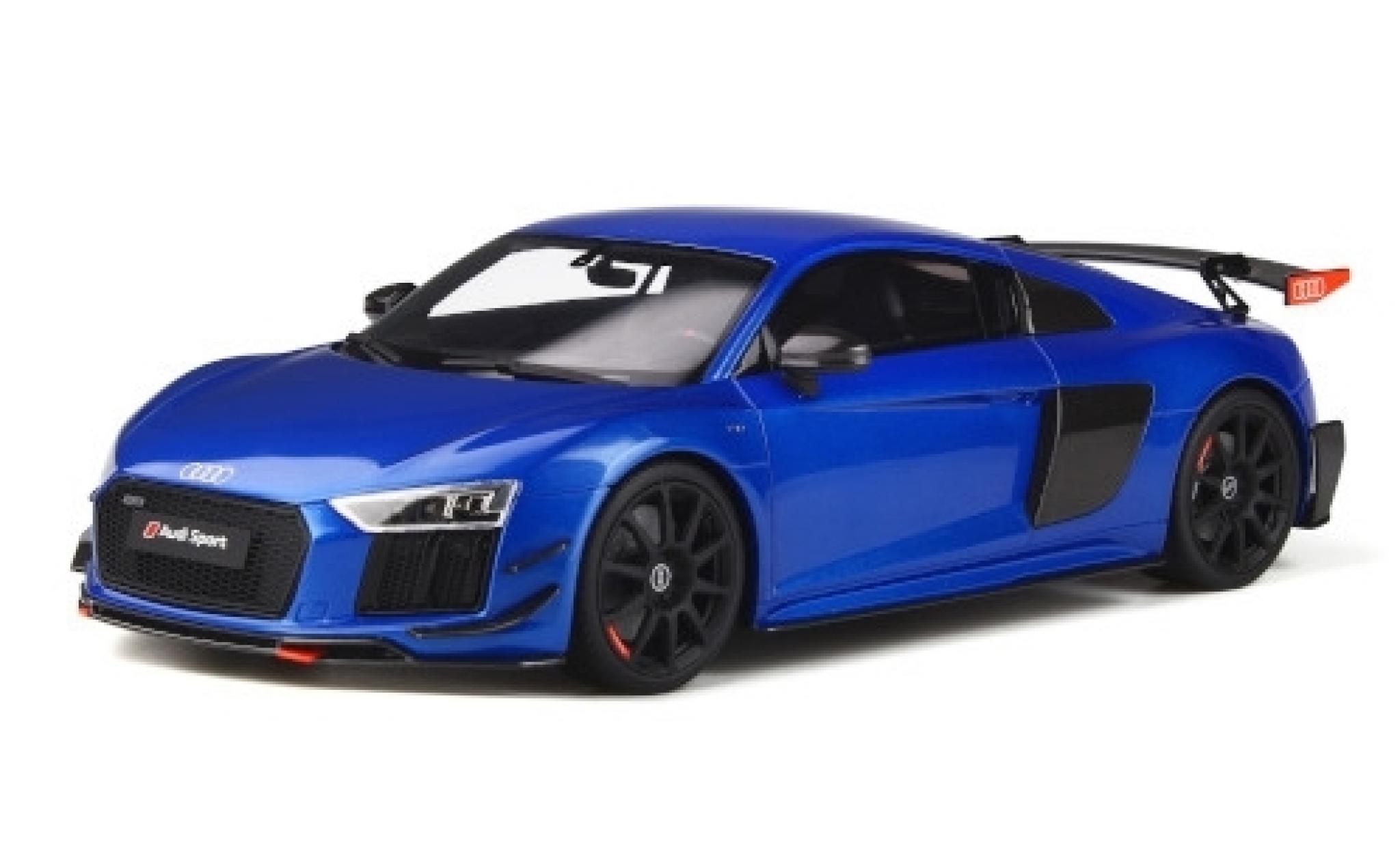Audi R8 1/18 GT Spirit Performance Parts metallico blu modellino in miniatura