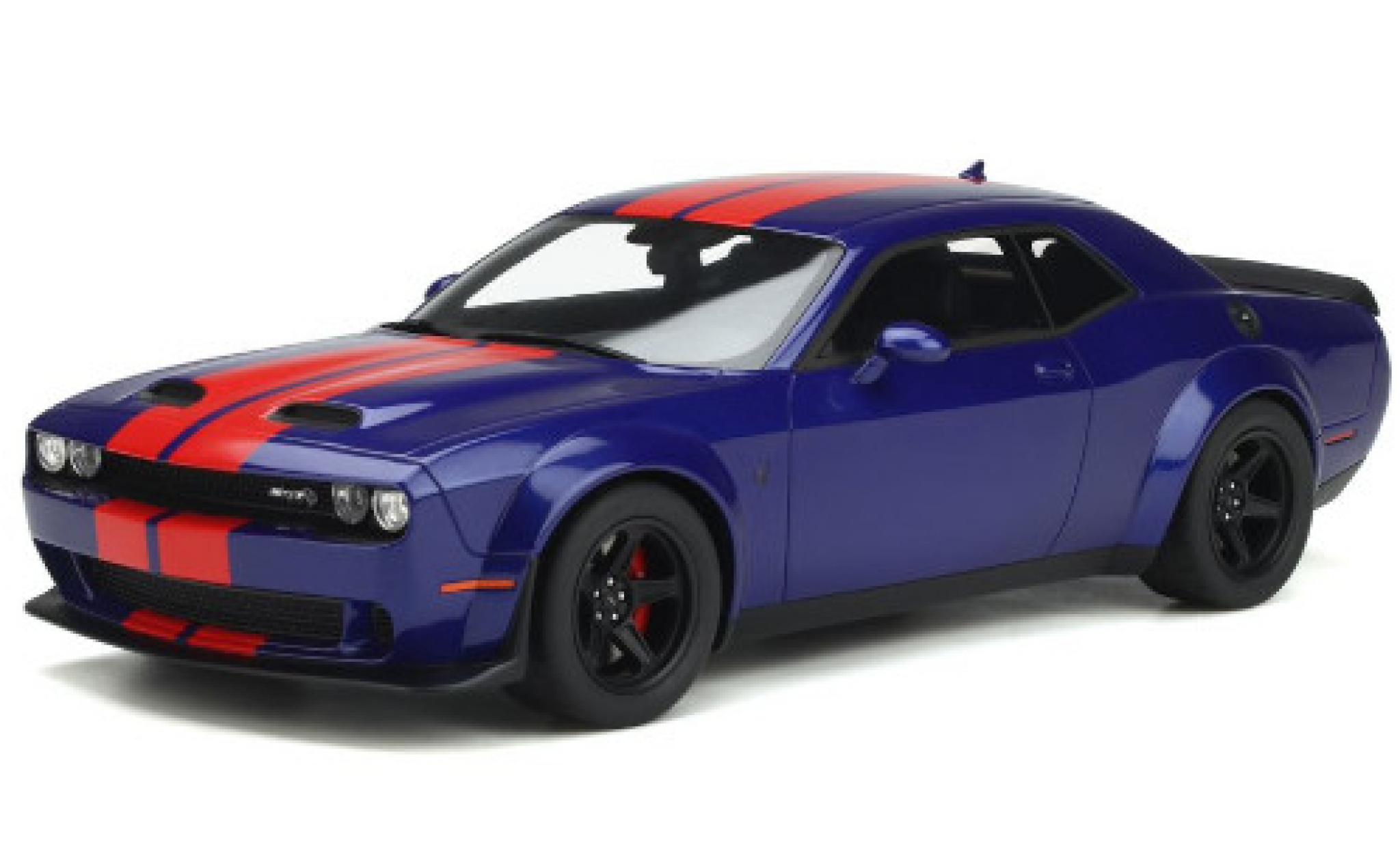 Dodge Challenger 1/18 GT Spirit Super Stock blu/rosso 2021 modellino in miniatura