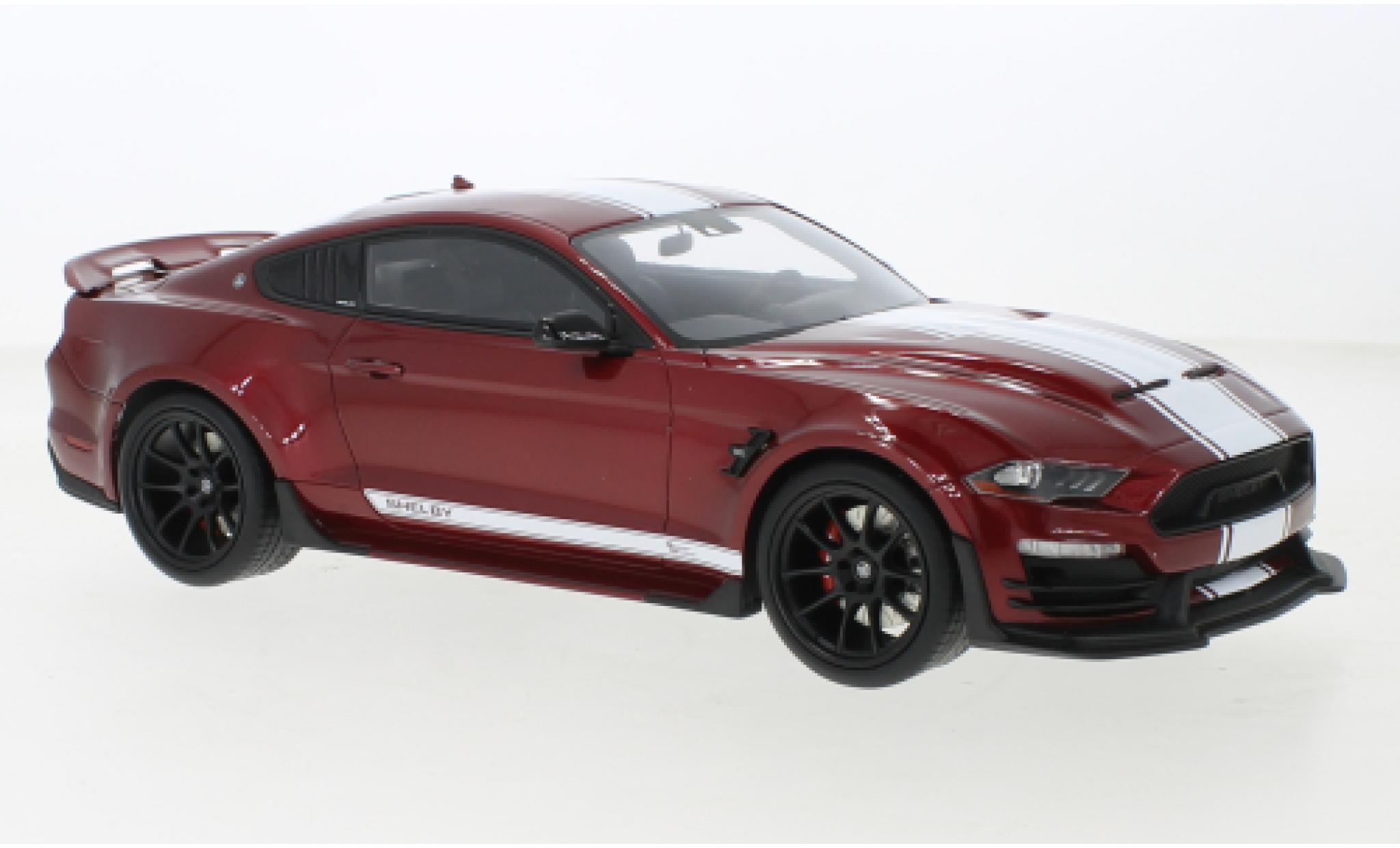 Ford Mustang 1/18 GT Spirit Shelby Super Snake metallise rosso foncé/bianco 2020 modellino in miniatura