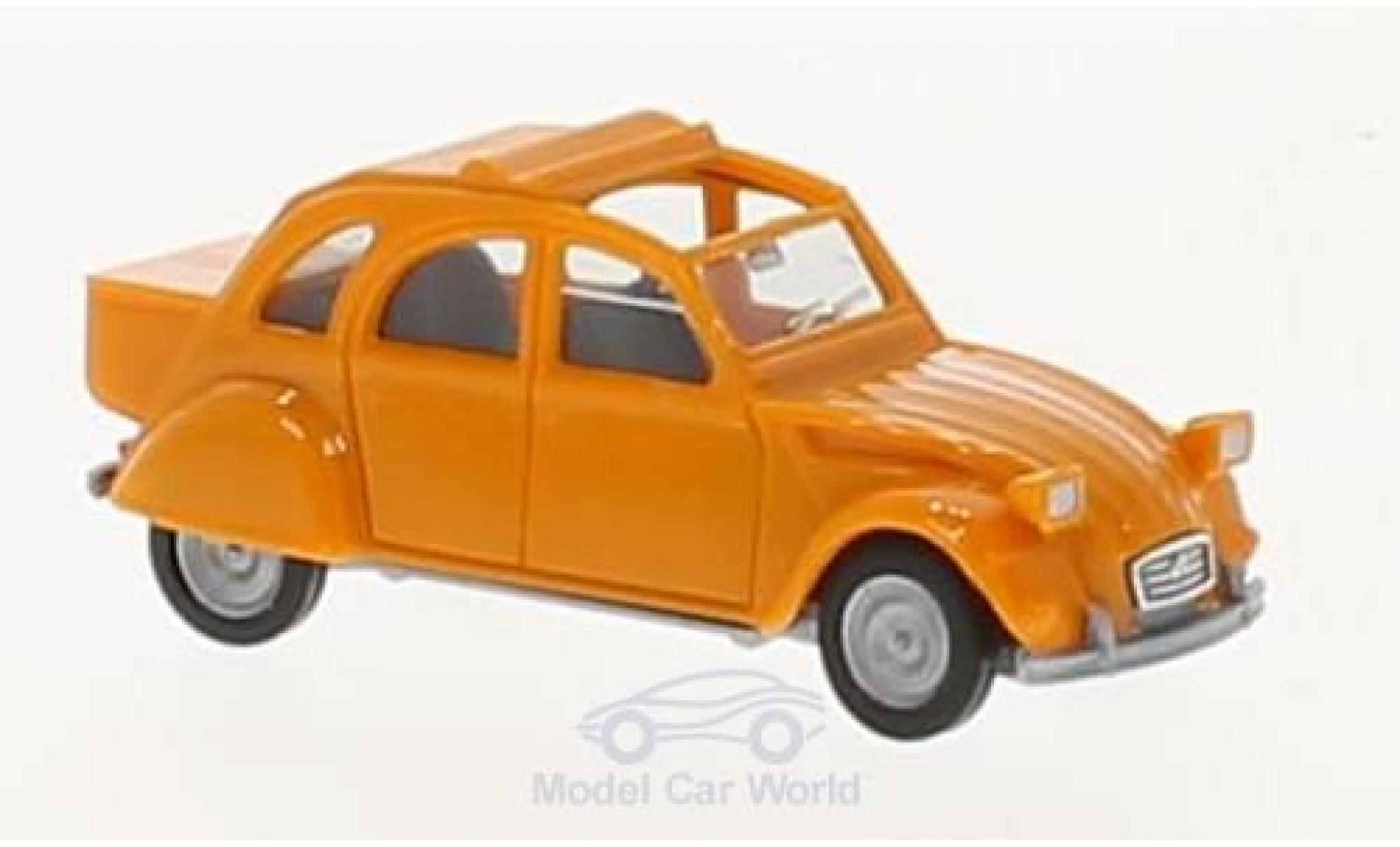 Citroen 2CV 1/87 Herpa 2 CV orange mit Queue modellino in miniatura