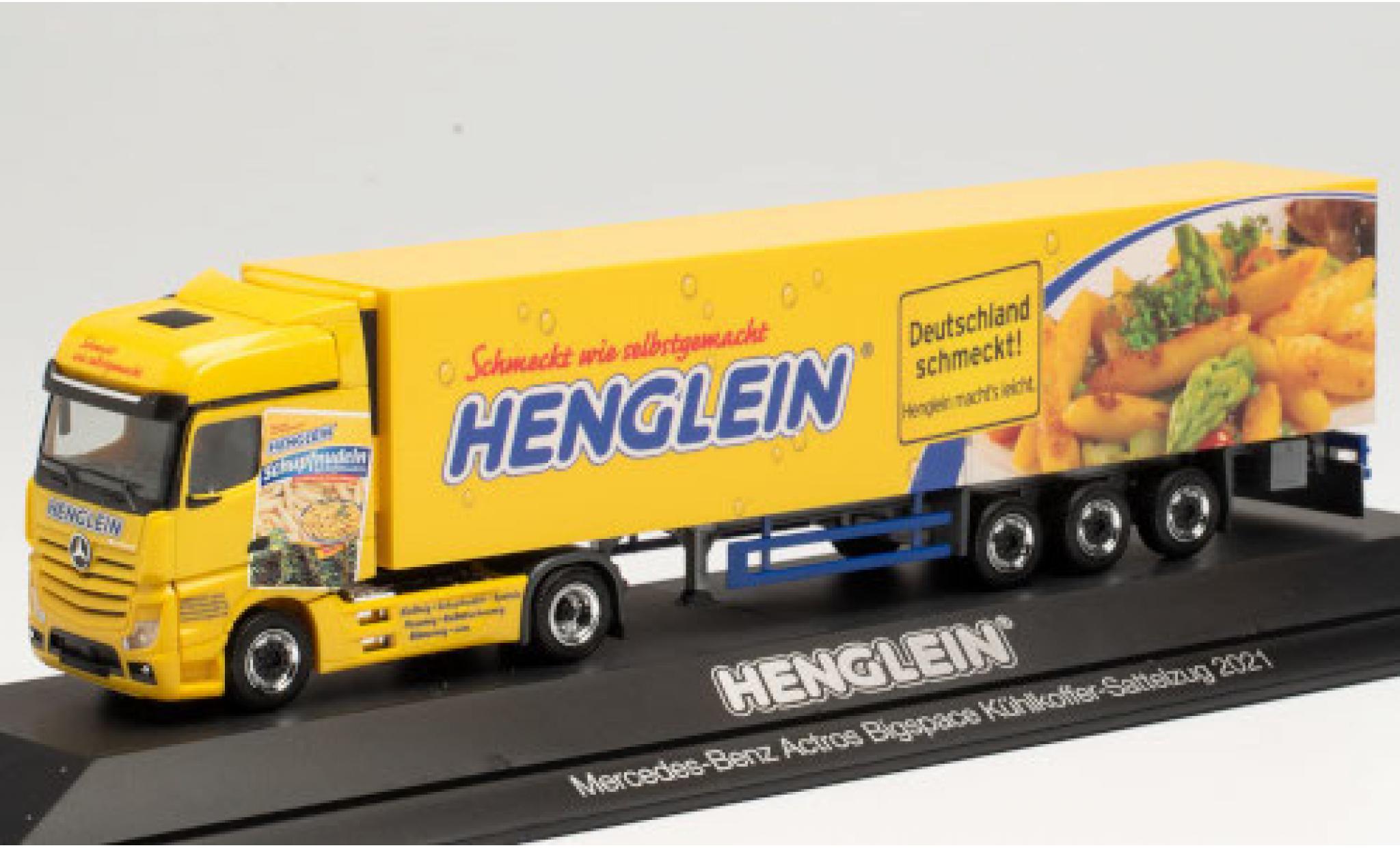 Mercedes Actros 1/87 Herpa Bigspace Henglein 2018 Kühlkoffer-Sattelzug modellino in miniatura