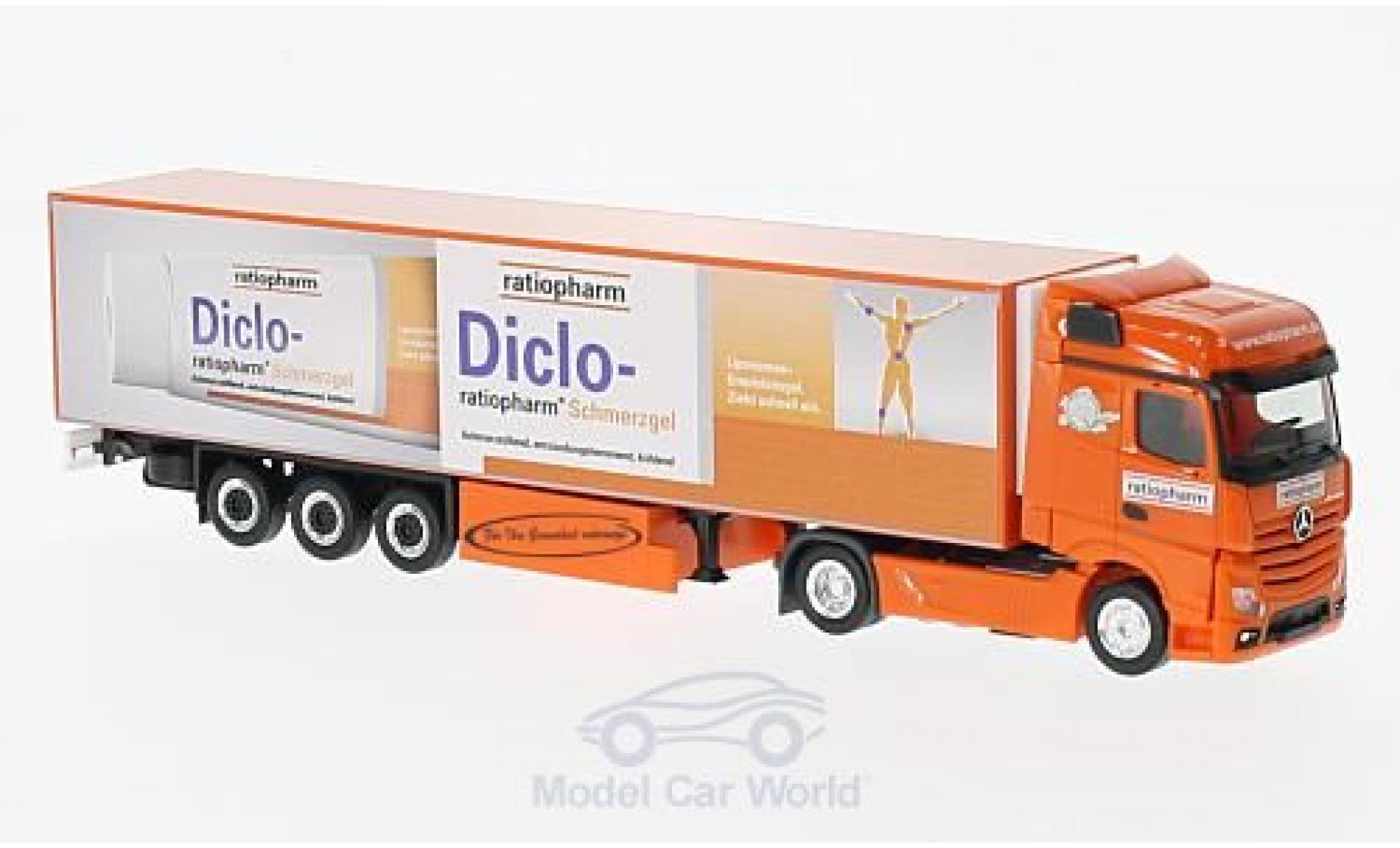 Mercedes Actros 1/87 Herpa Bigspace Ratiopharm Kühlkoffer-SZ modellino in miniatura
