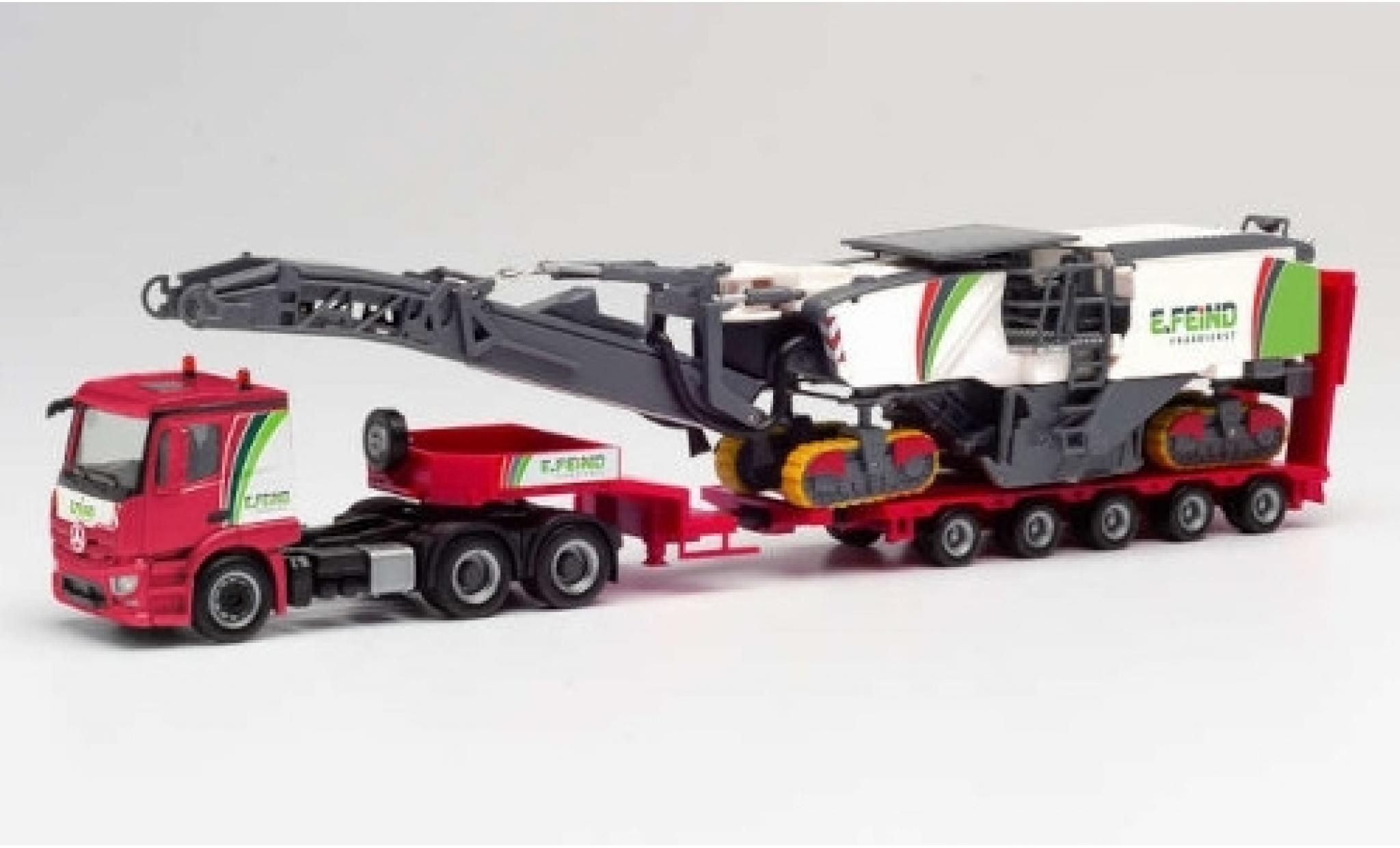 Mercedes Actros 1/87 Herpa Enrico Feind Frästechnik Tiefladesattelzug avec Wirtgen Asphaltfräse modellino in miniatura