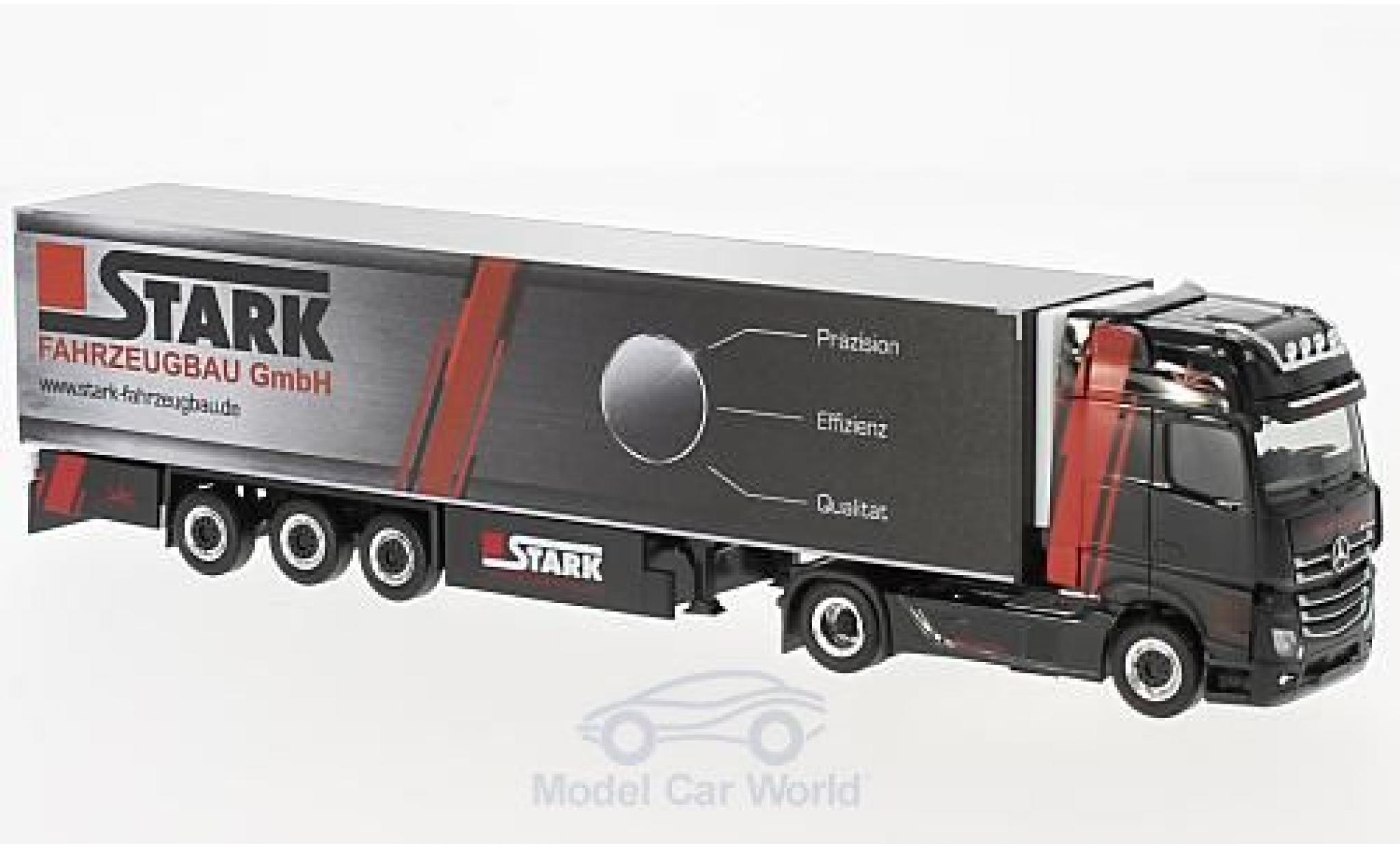 Mercedes Actros 1/87 Herpa Giga Trio-Trans / Stark Fahrzeugbau Kühlkoffer-SZ modellino in miniatura
