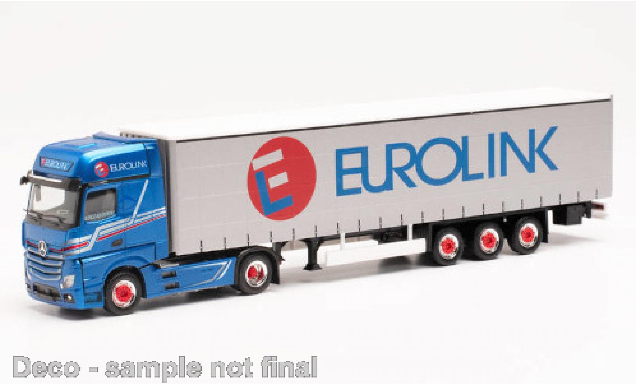 Mercedes Actros 1/87 Herpa Gigaspace Eurolink (S) 2018 Gardinenplanen-Sattelzug modellino in miniatura