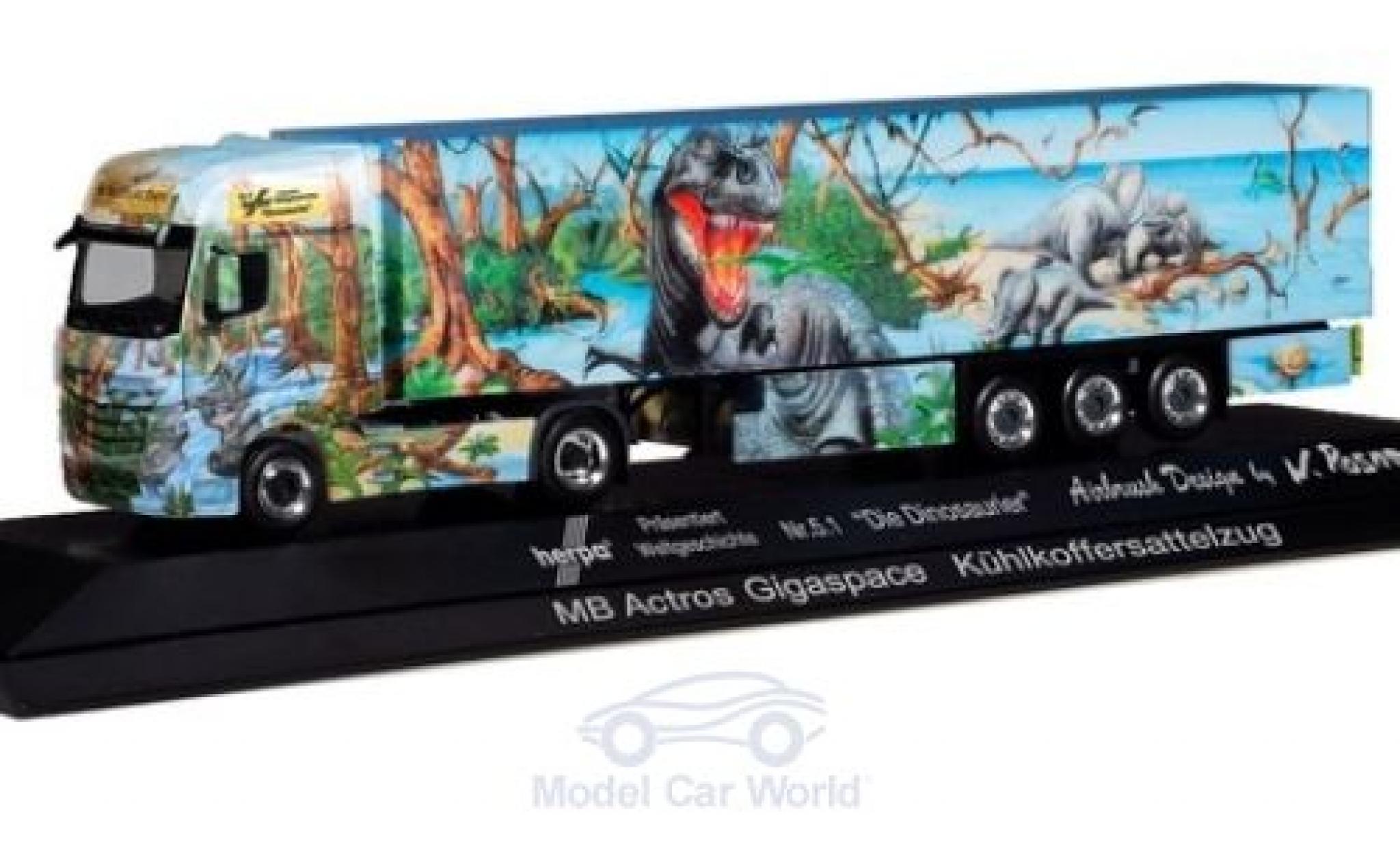 Mercedes Actros 1/87 Herpa Gigaspace Weltgeschichte Nr.5.1 - Die Dinosaurier Kühlkoffer-Sattelzug modellino in miniatura