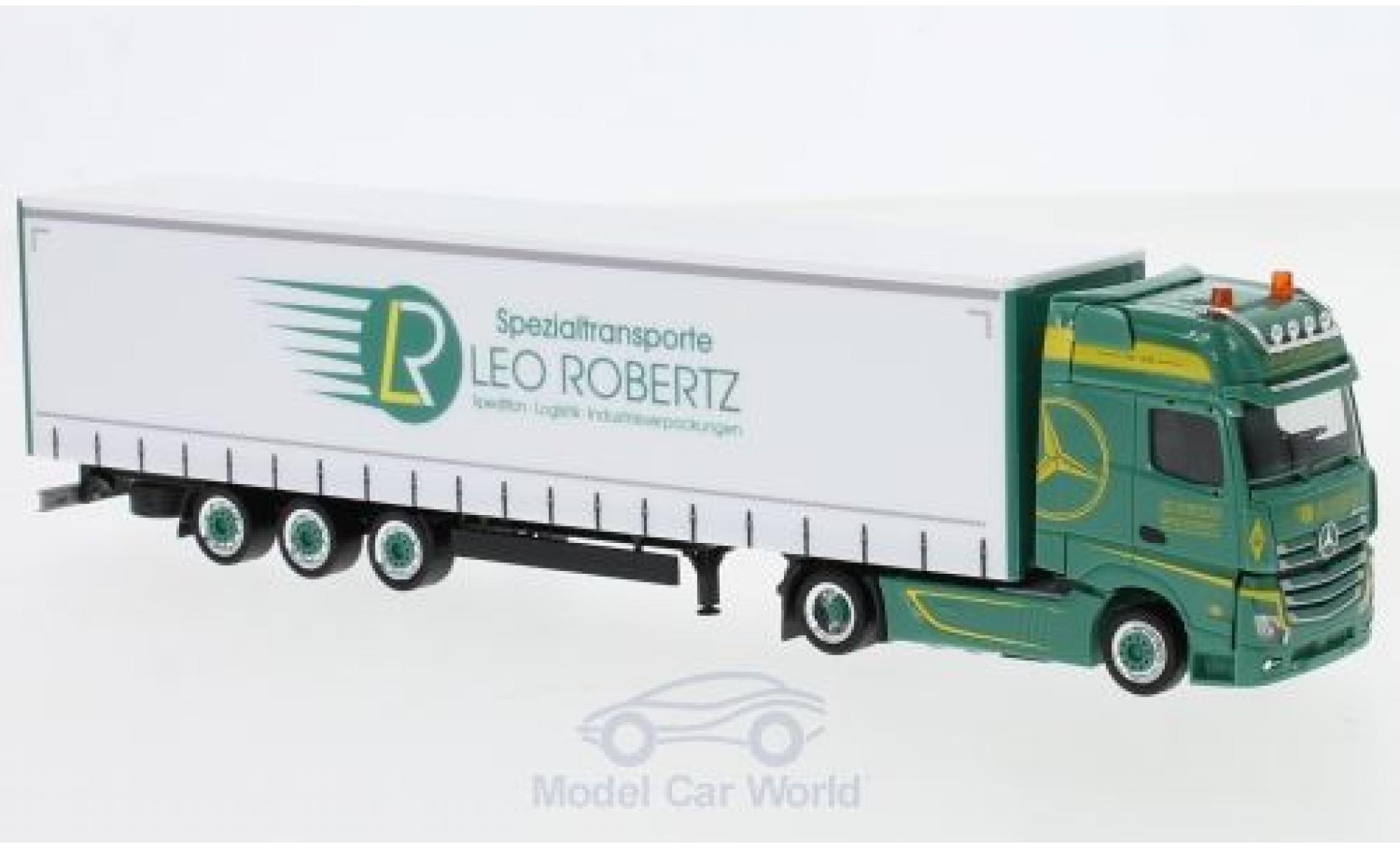 Mercedes Actros 1/87 Herpa Gigaspace Leo Robertz Lowliner-Sattelzug modellino in miniatura