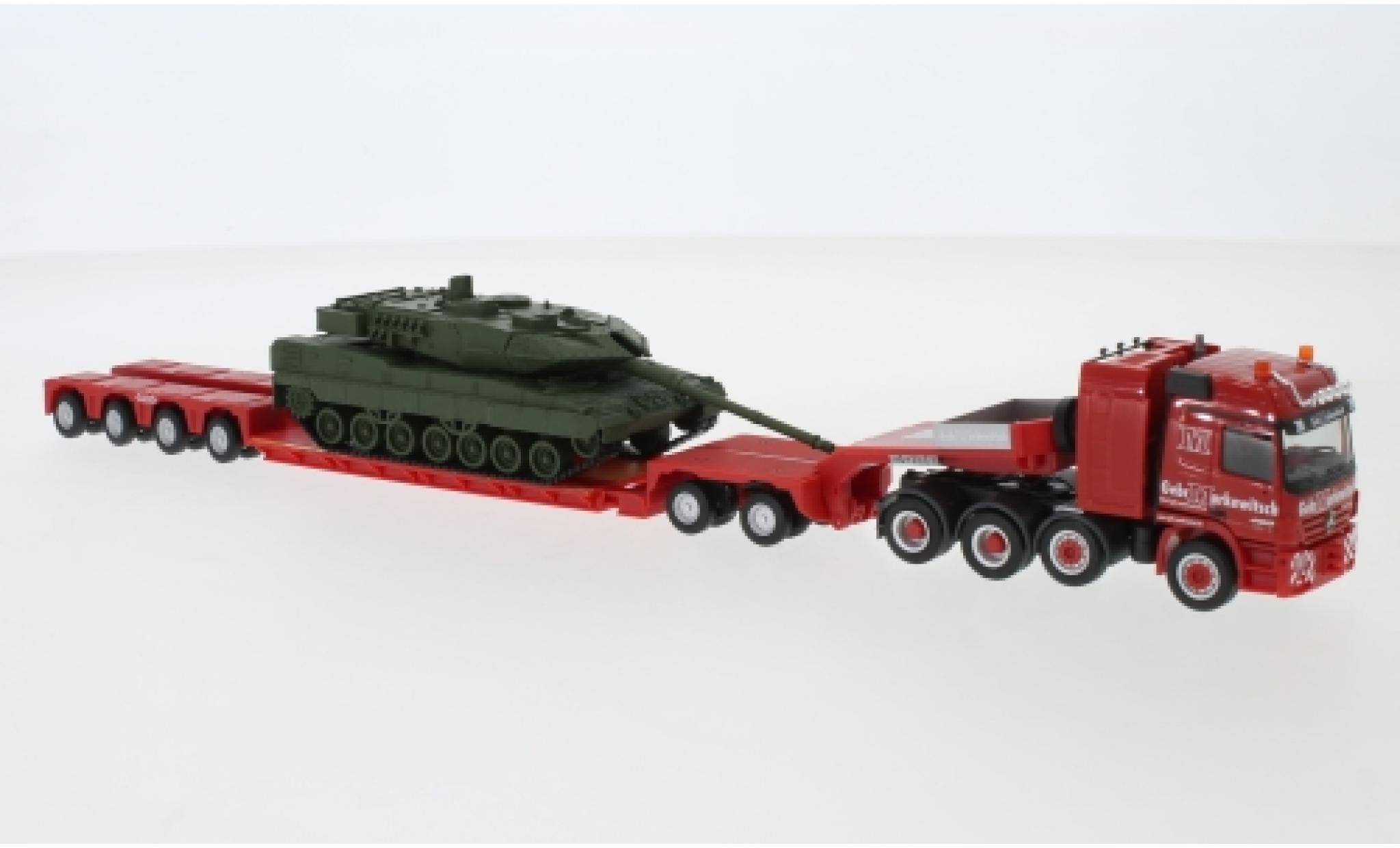 Mercedes Actros 1/87 Herpa Markewitsch 2002 charge profondeur-tracteur avec Leopard 2A7 modellino in miniatura