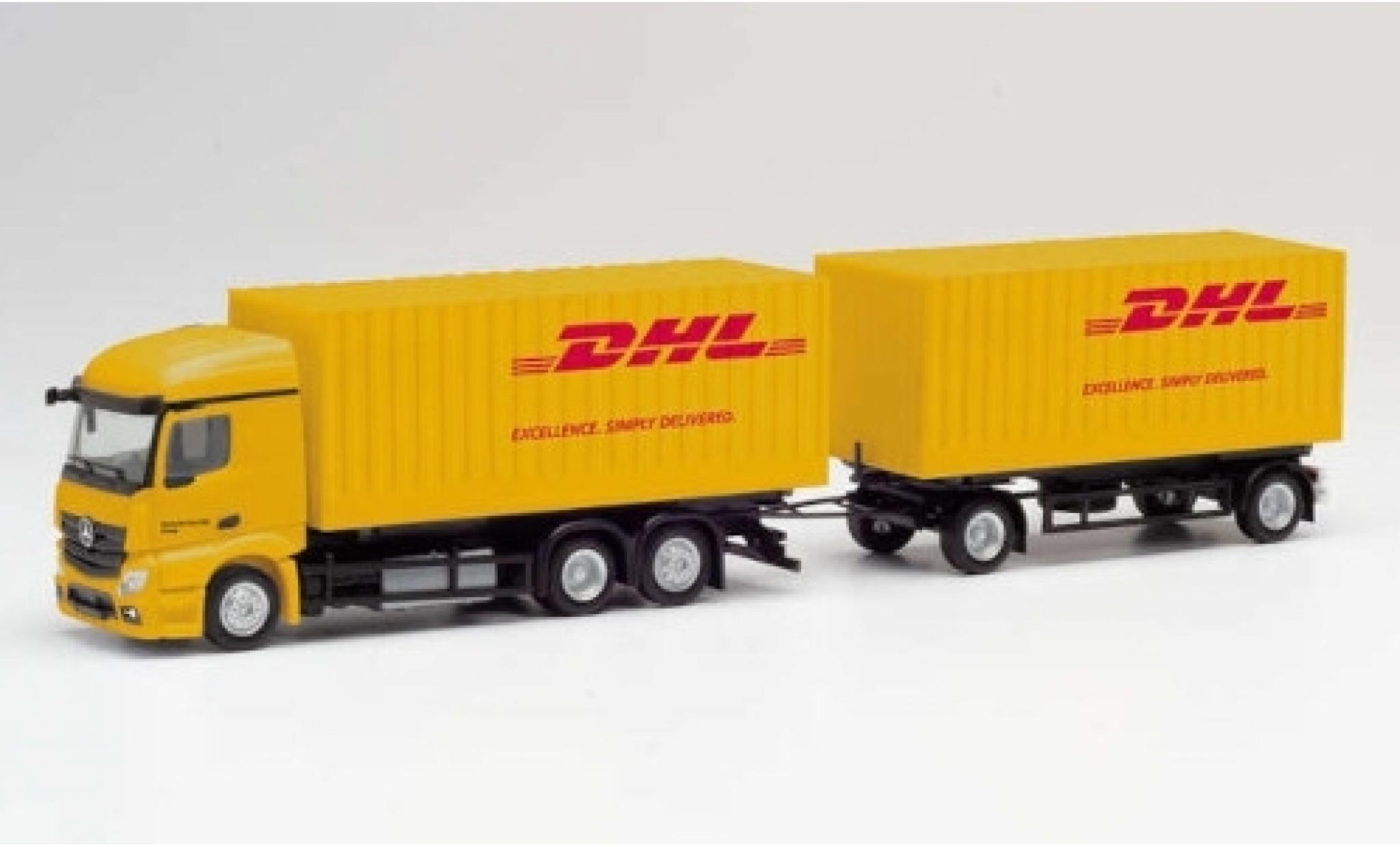 Mercedes Actros 1/87 Herpa StreamSpace 2.3 DHL 2018 Cargoboxenhängerzug modellino in miniatura