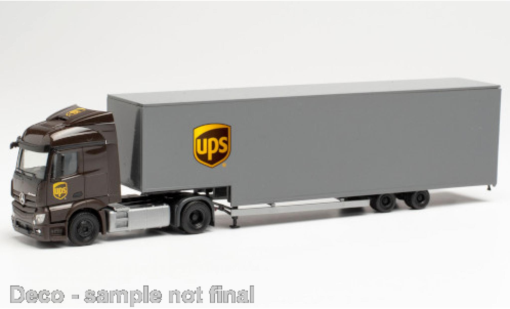Mercedes Actros 1/87 Herpa Streamspace 2.3 UPS Jumbokoffer-Sattelzug modellino in miniatura