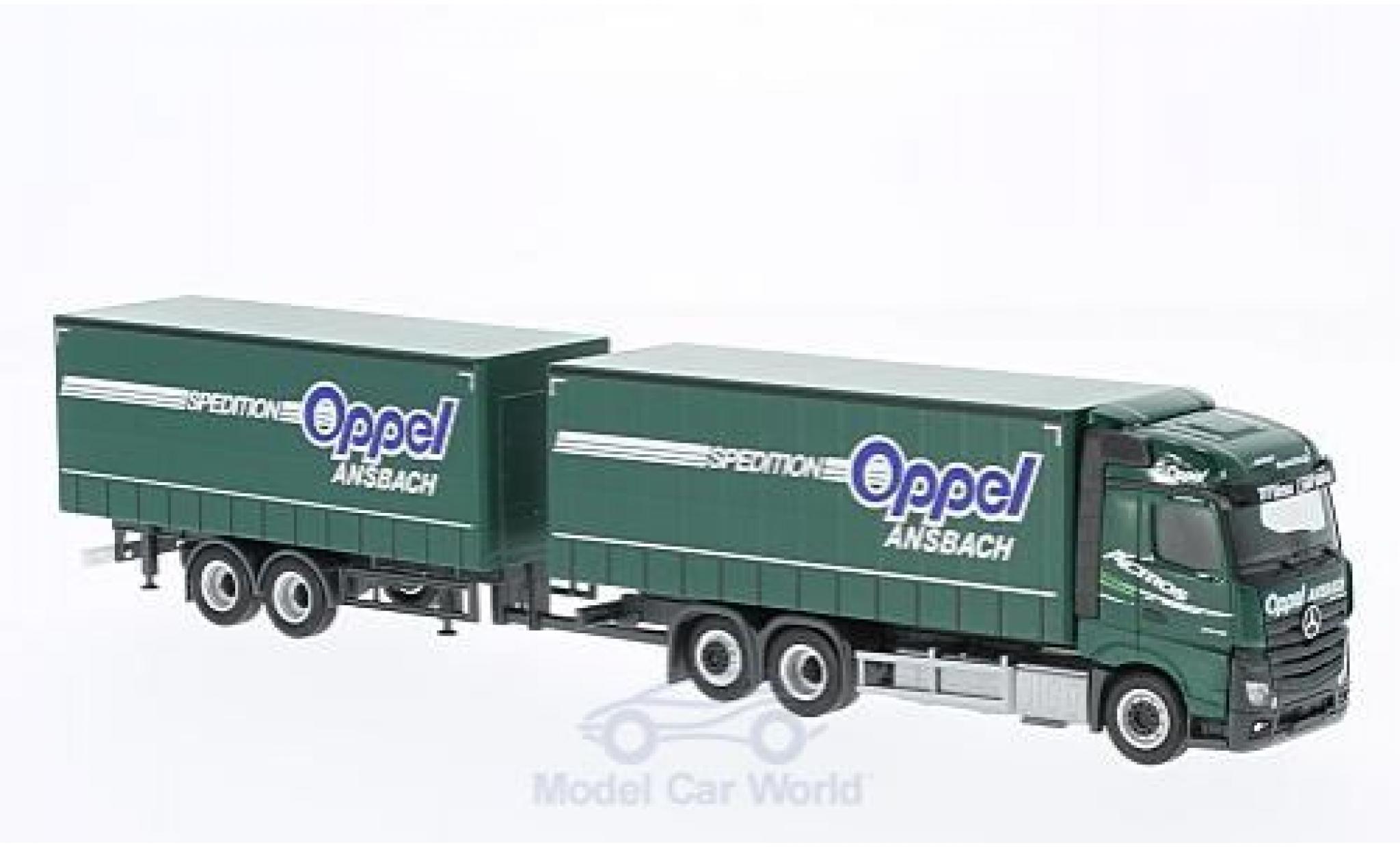Mercedes Actros 1/87 Herpa Streamspace 2.5 Oppel Ansbach Gardinenplanen-HZ modellino in miniatura