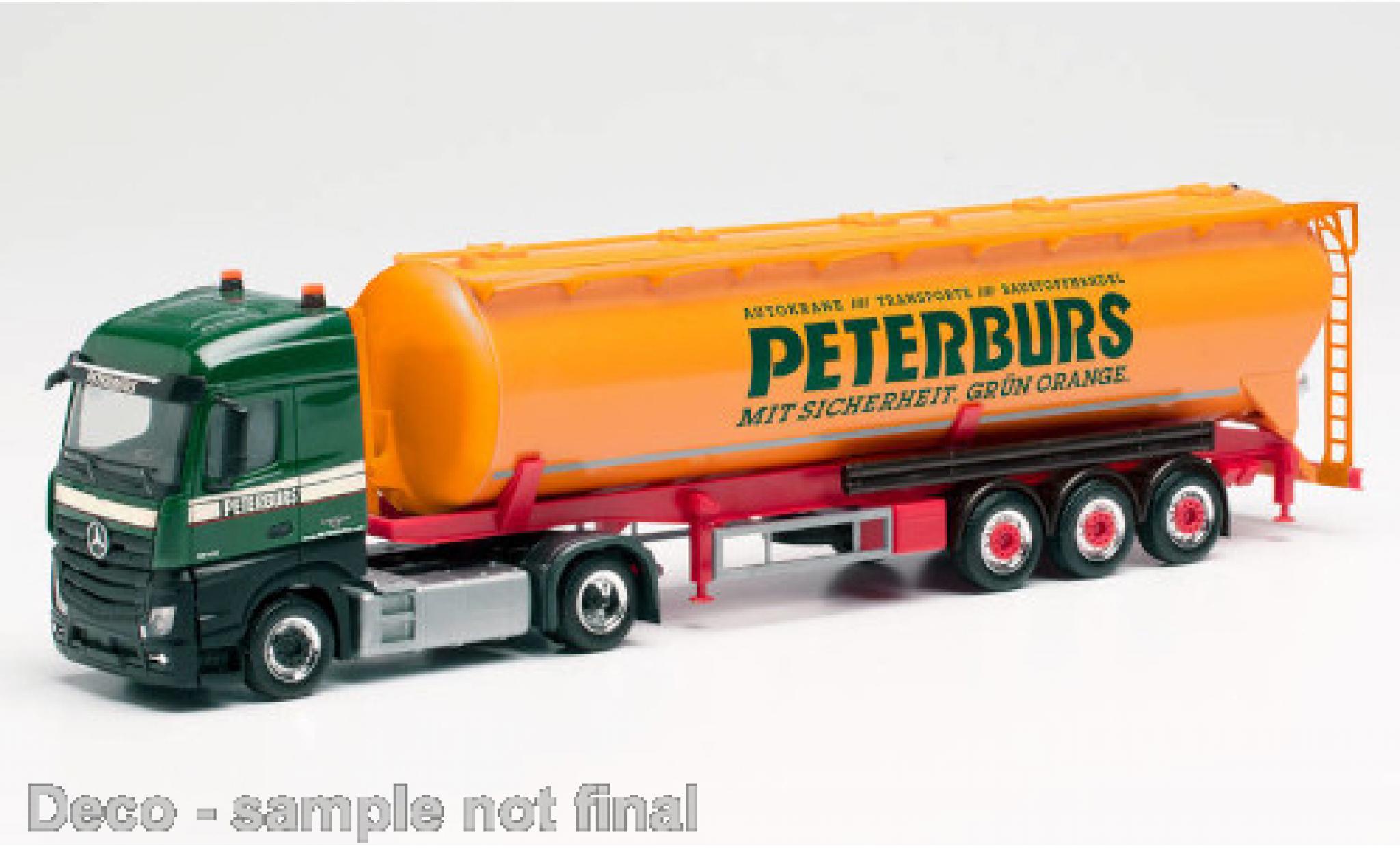 Mercedes Actros 1/87 Herpa Streamspace 2.5 Peterburs Silo-Sattelzug modellino in miniatura