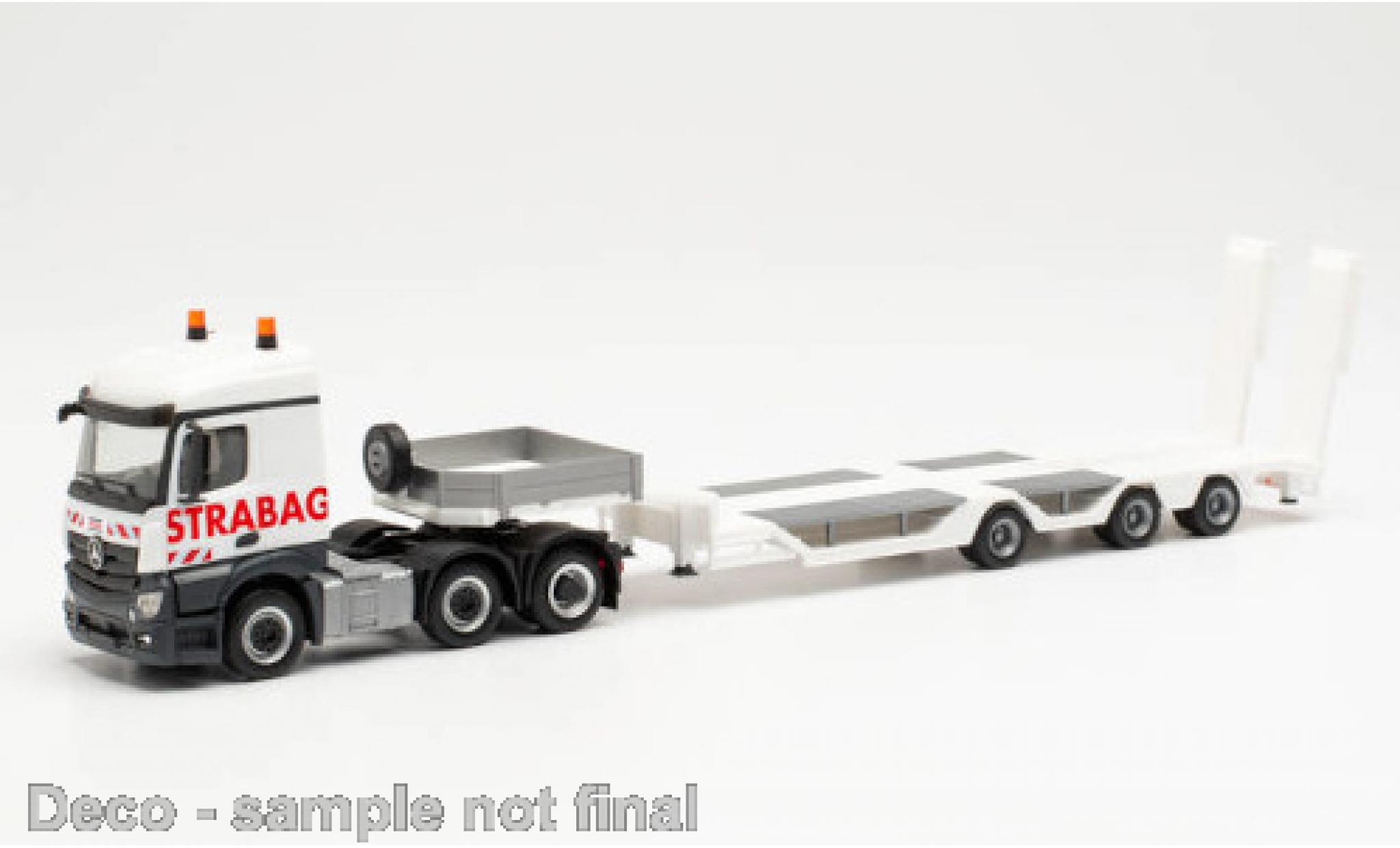 Mercedes Actros 1/87 Herpa Streamspace 2.5 STRABAG Goldhofer Allrounder-Sattelzug modellino in miniatura