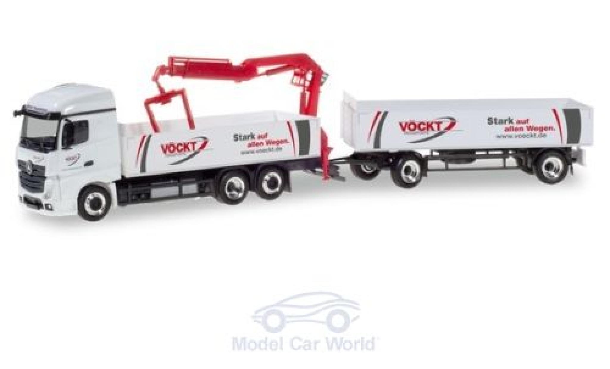 Mercedes Actros 1/87 Herpa StreamSpace Vöckt Pritschen-Hängerzug mit Ladekran modellino in miniatura