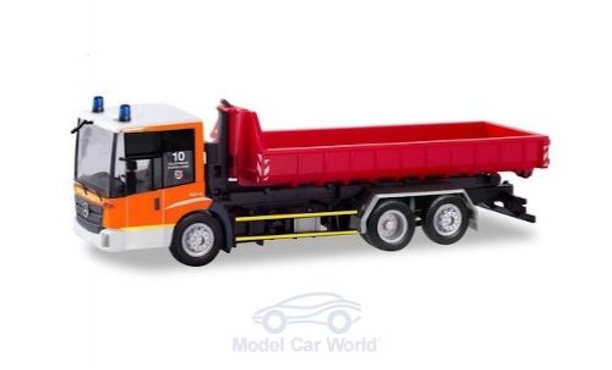 Mercedes Econic 1/87 Herpa Feuerwehr Düsseldorf Wechsellader-LKW modellino in miniatura