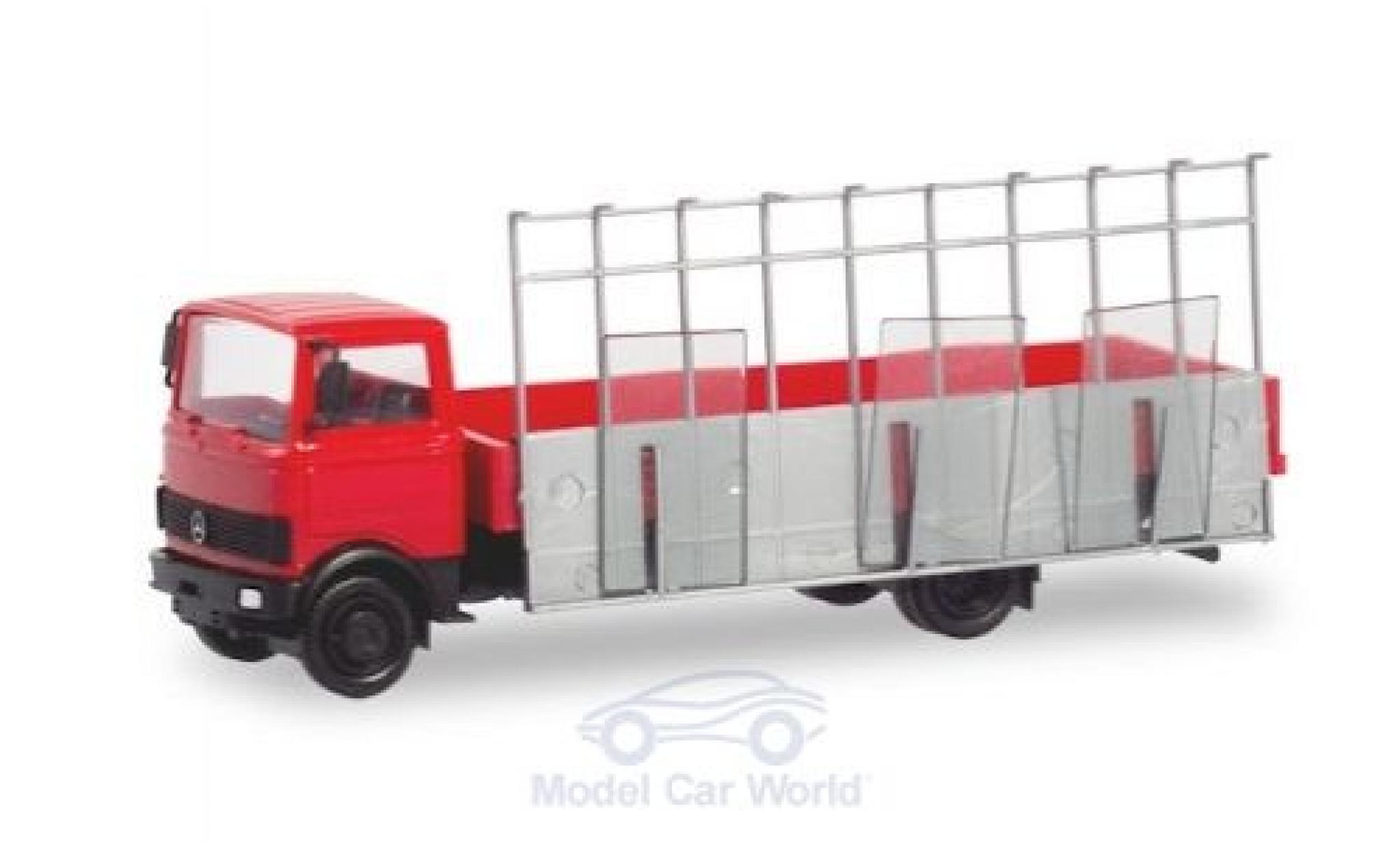 Mercedes LP 813 1/87 Herpa rosso Pritsche mit Glasreff modellino in miniatura