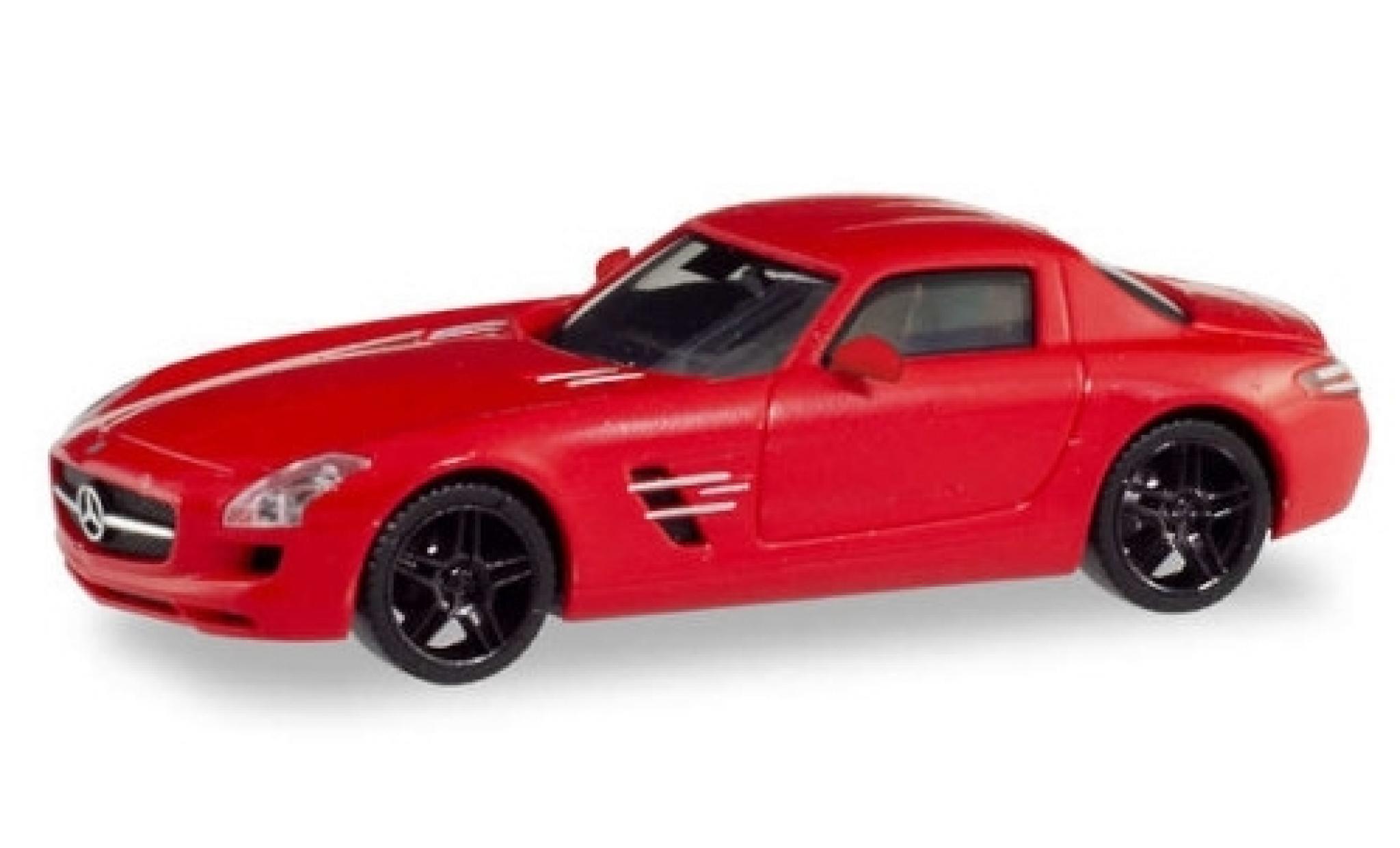 Mercedes SLS 1/87 Herpa AMG (C197) metallico rosso avec nero jantes modellino in miniatura