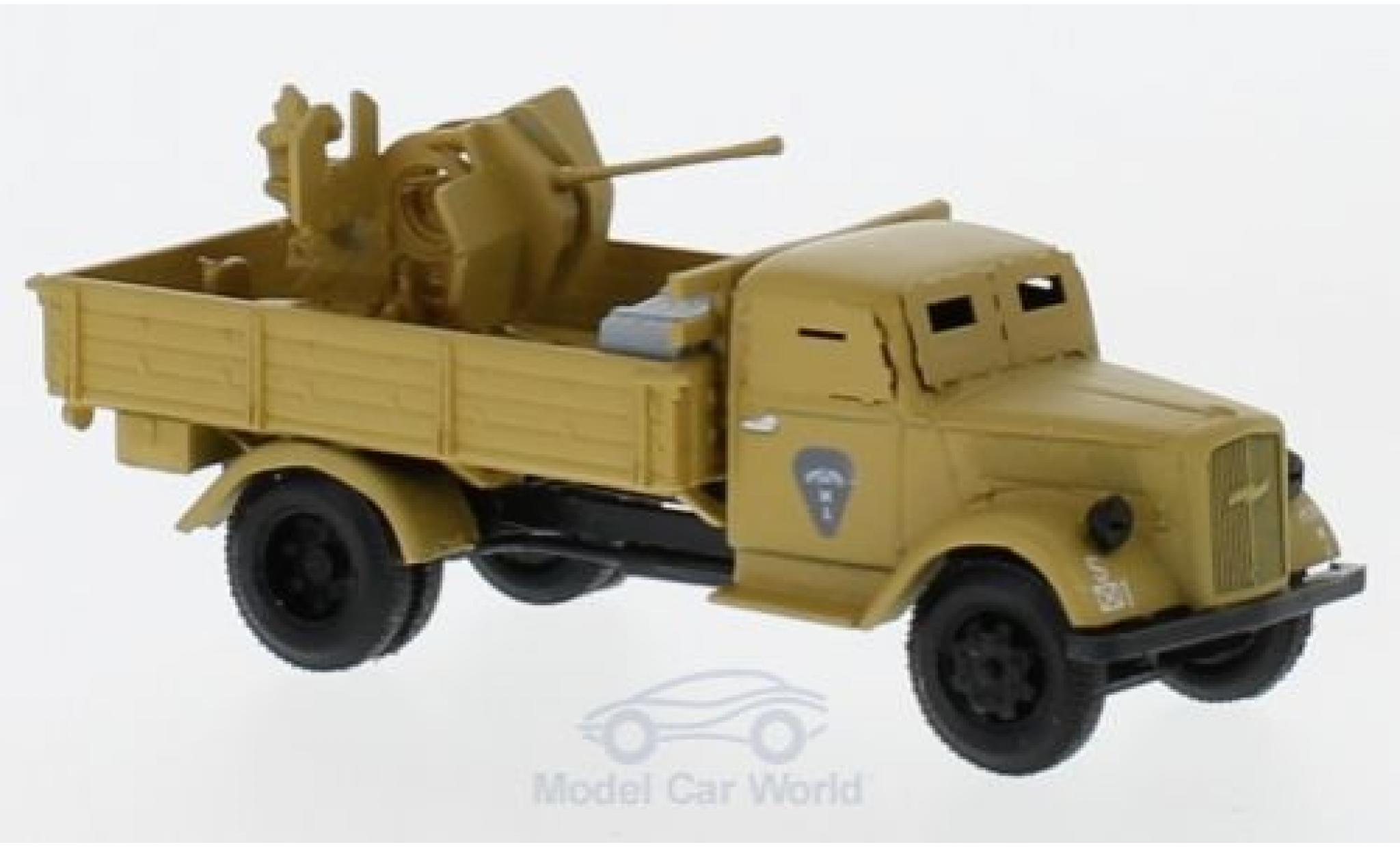 Opel Blitz 1/87 Herpa marroneee gepanzert mit 20mm Kanone modellino in miniatura