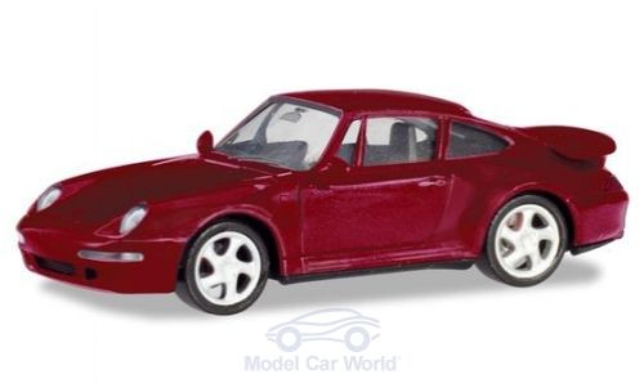 Porsche 993 Turbo 1/87 Herpa 911 () Turbo metallico rosso modellino in miniatura