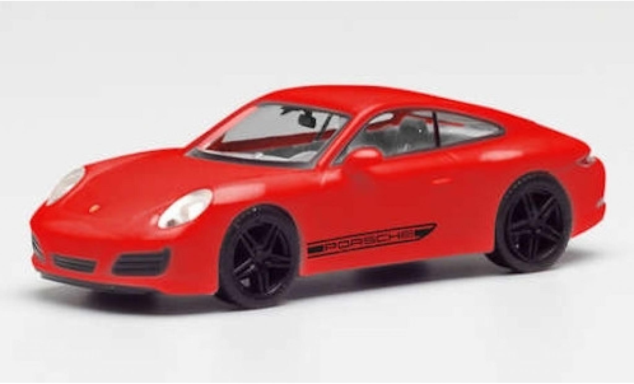 Porsche 911 1/87 Herpa Carrera 4S rosso/nero avec nero jantes modellino in miniatura