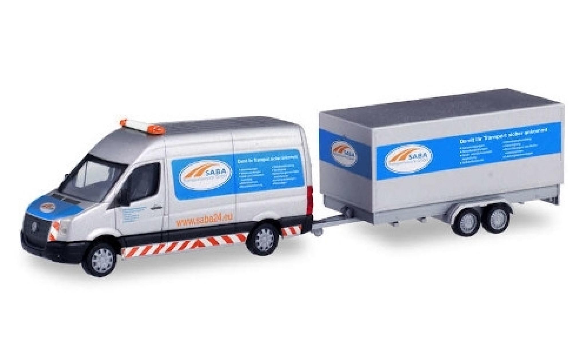 Volkswagen Crafter 1/87 Herpa Kasten HD BF3 SABA Transportservice avec Tandem-wagon conteneur-remorque modellino in miniatura