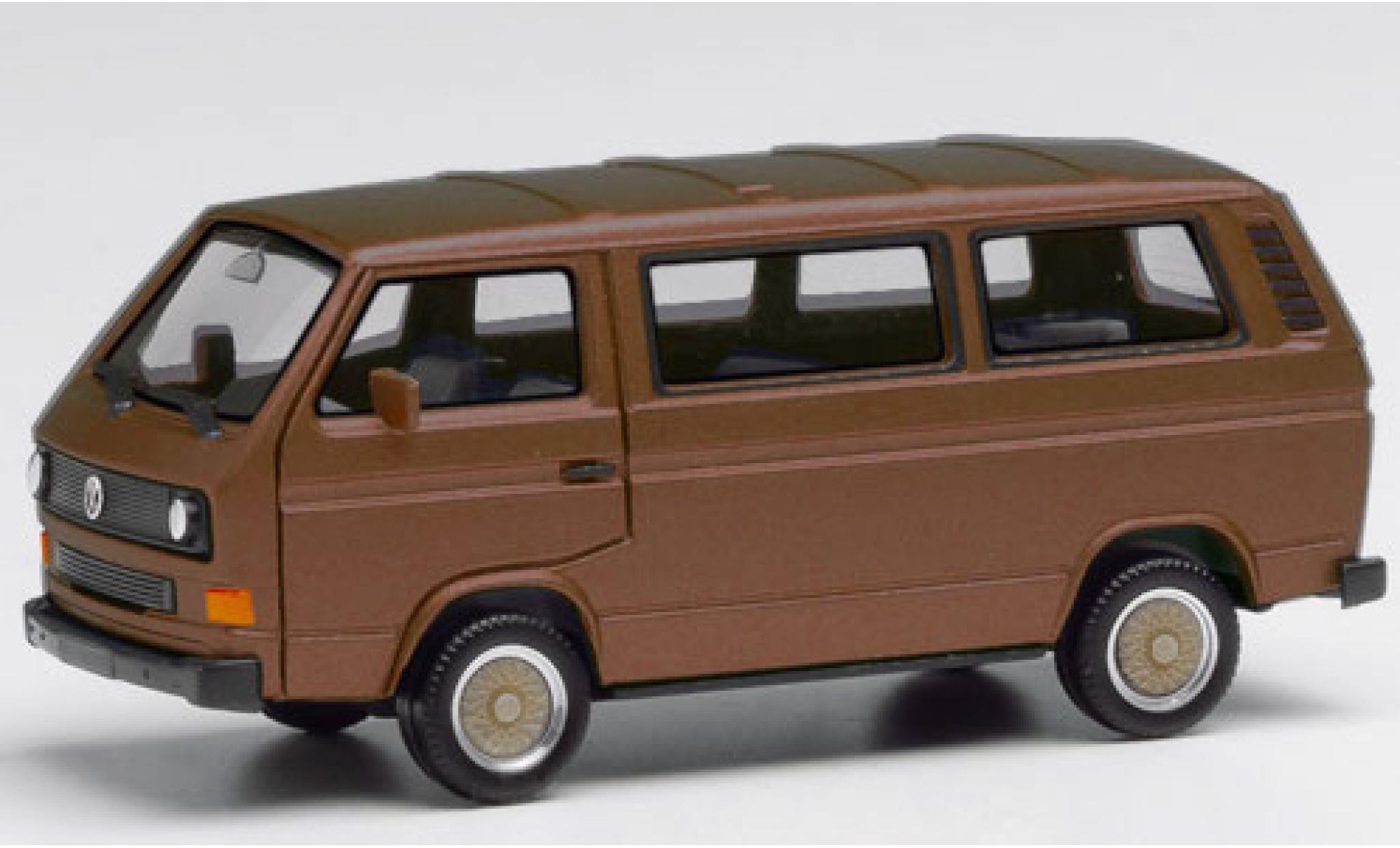 Volkswagen T3 1/87 Herpa Bus metallico marroneee mit BBS Felgen modellino in miniatura