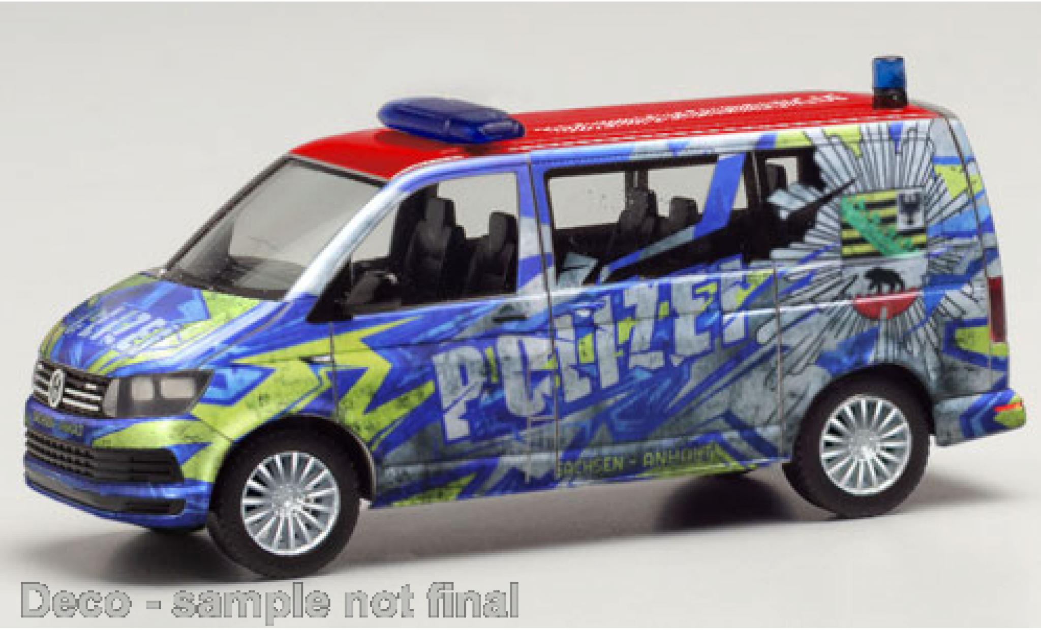 Volkswagen T6 1/87 Herpa Bus Polizei Sachsen-Anhalt Infomobil modellino in miniatura