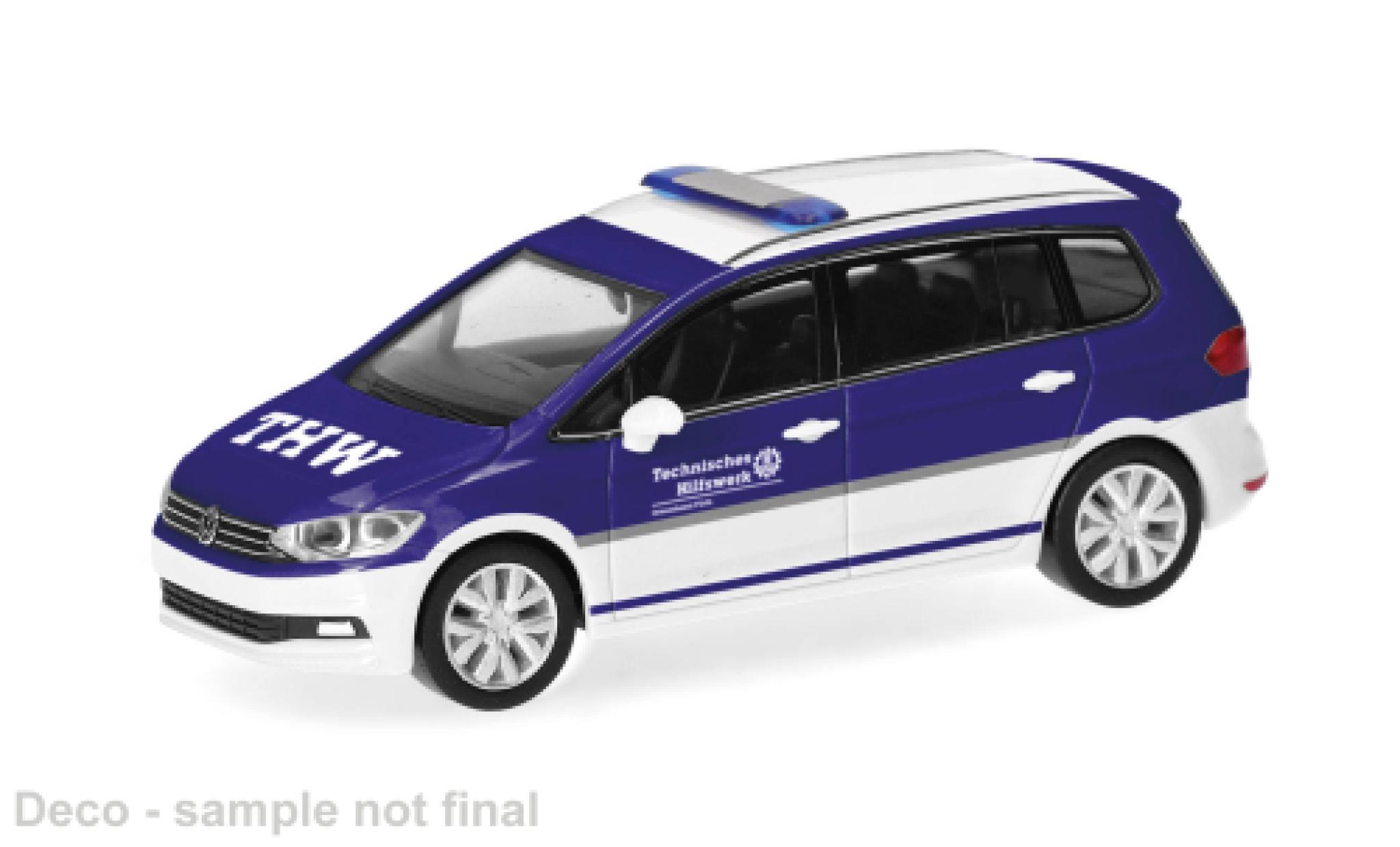 Volkswagen Touran Herpa blau/weiss THW Fürth 1:87 modellino in miniatura