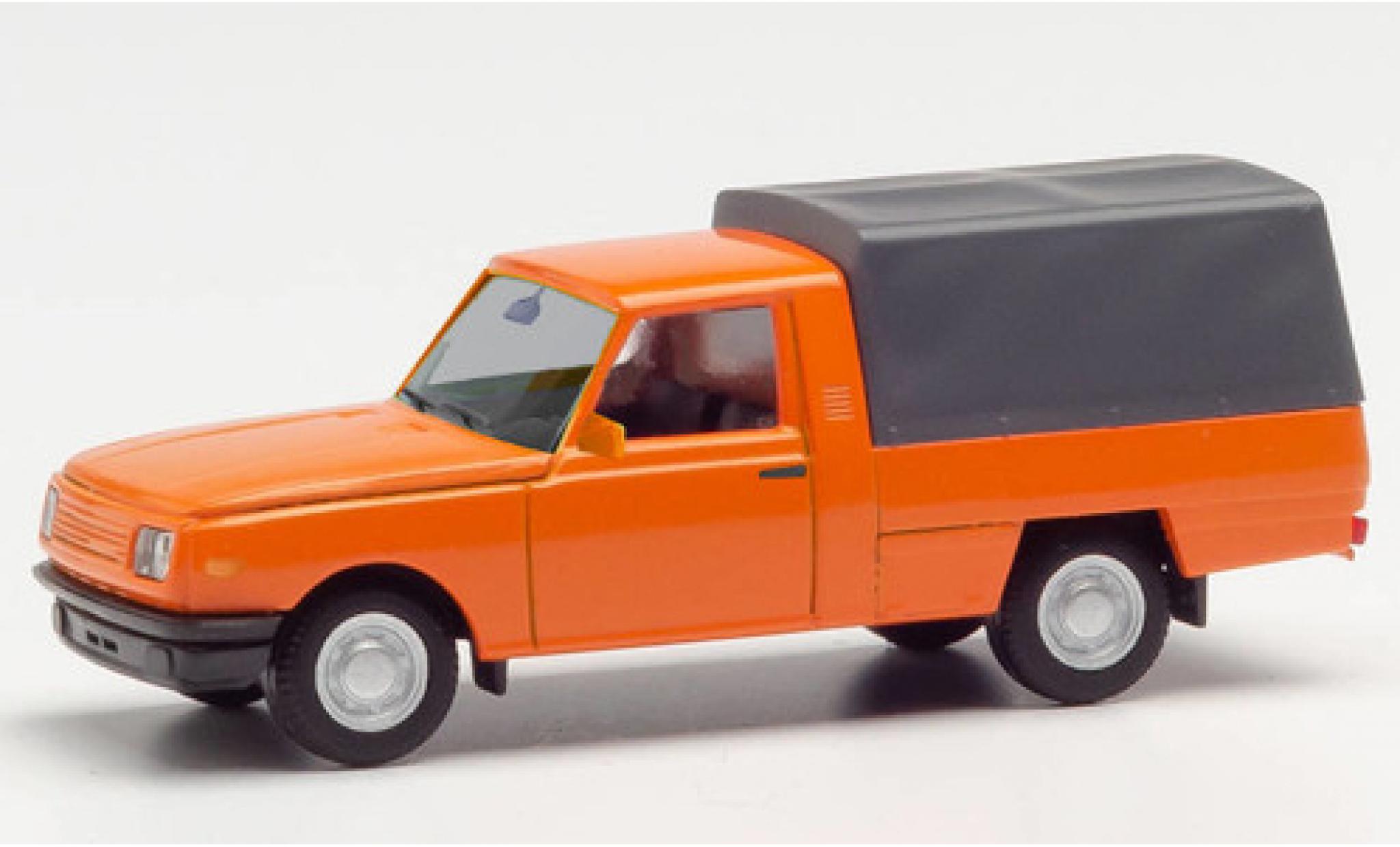 Wartburg 353 1/87 Herpa Trans orange 1985 avec toile modellino in miniatura