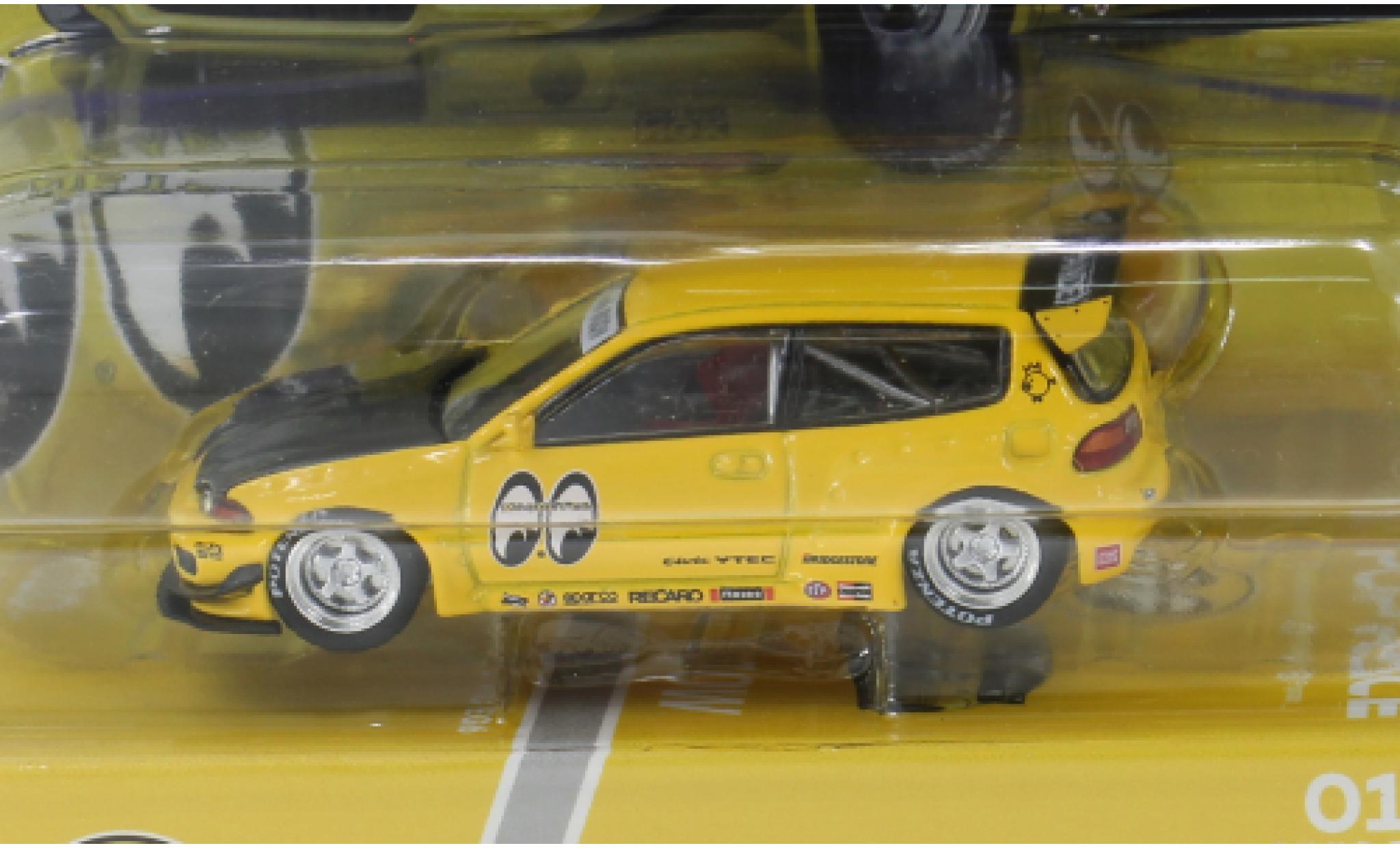 Honda Civic 1/64 Pop Race (EG6) by Pandem gelb/schwarz 1:64 modellino in miniatura