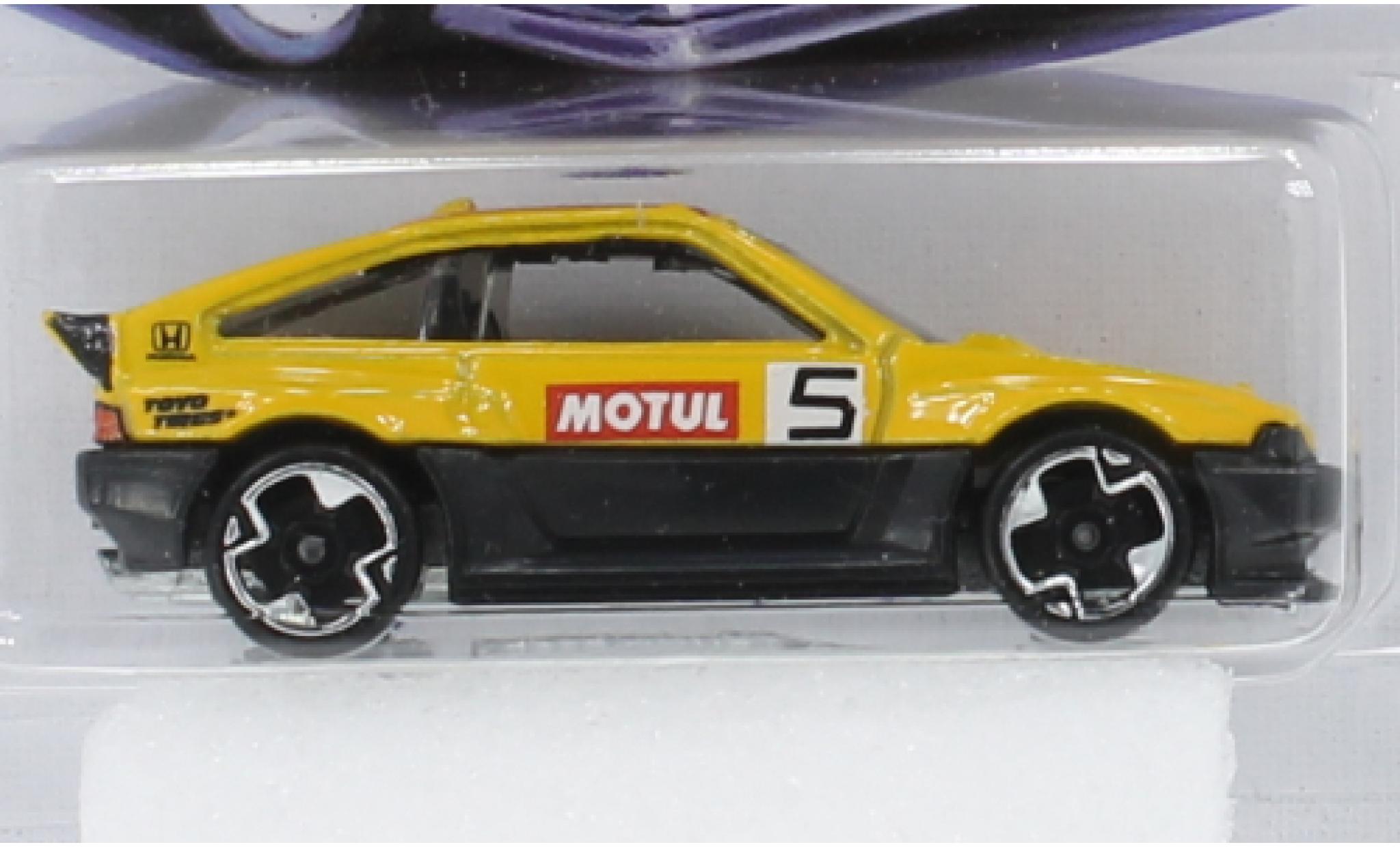Honda CR-X 1/64 Hot Wheels gelb/schwarz 1985 1:64 modellino in miniatura