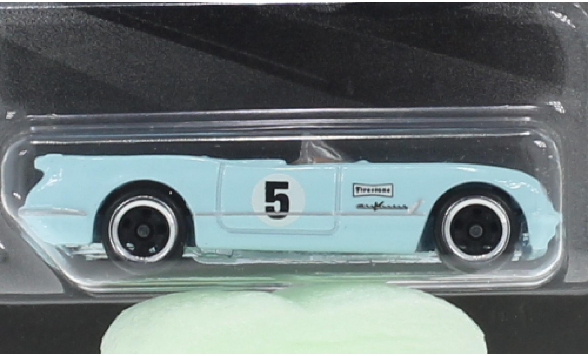 Chevrolet Corvette 1/64 Hot Wheels (C1) Cabriolet blu clair 1955 modellino in miniatura