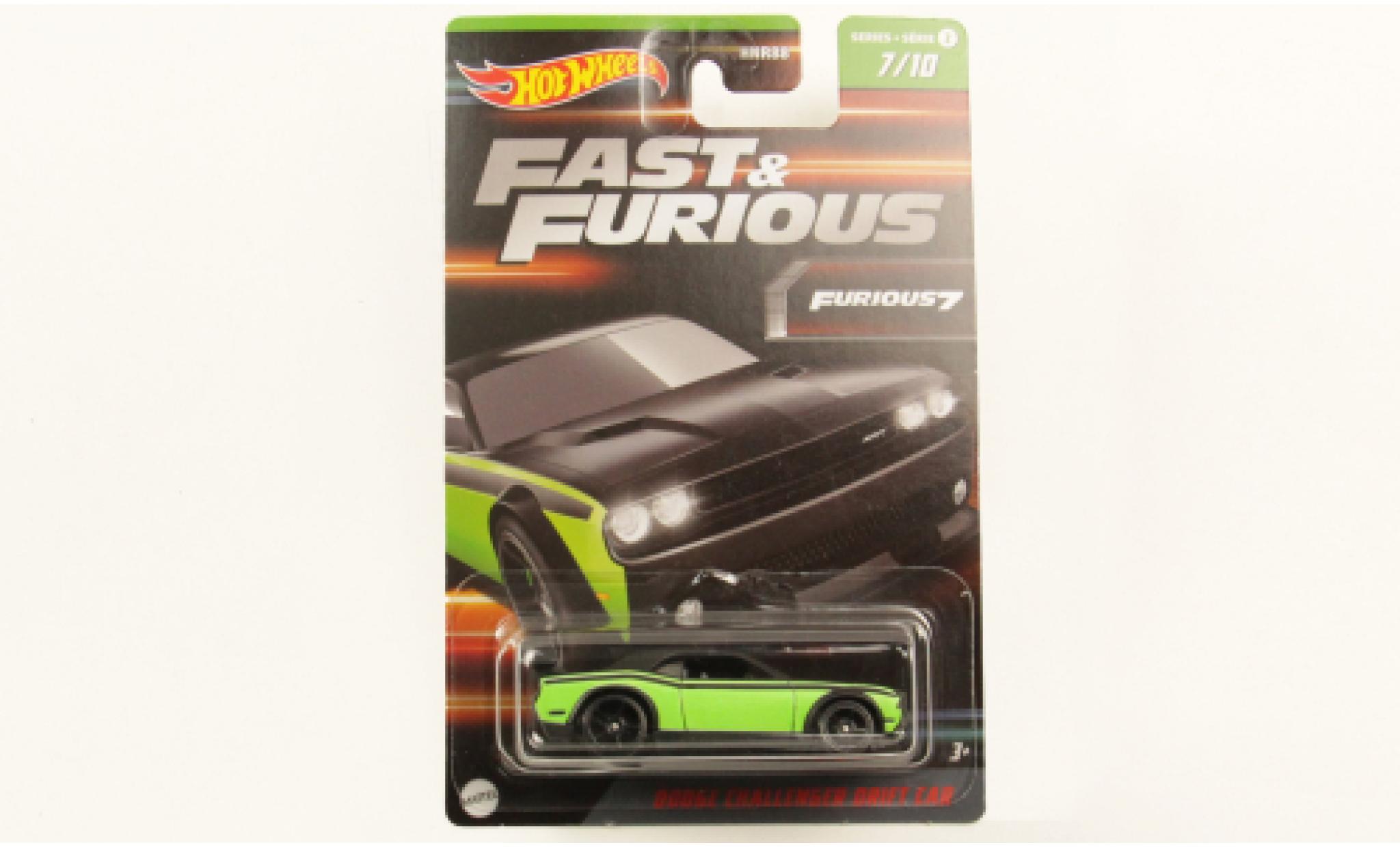 Dodge Challenger 1/64 Hot Wheels R/T la chaux/nero rapide & Furious modellino in miniatura