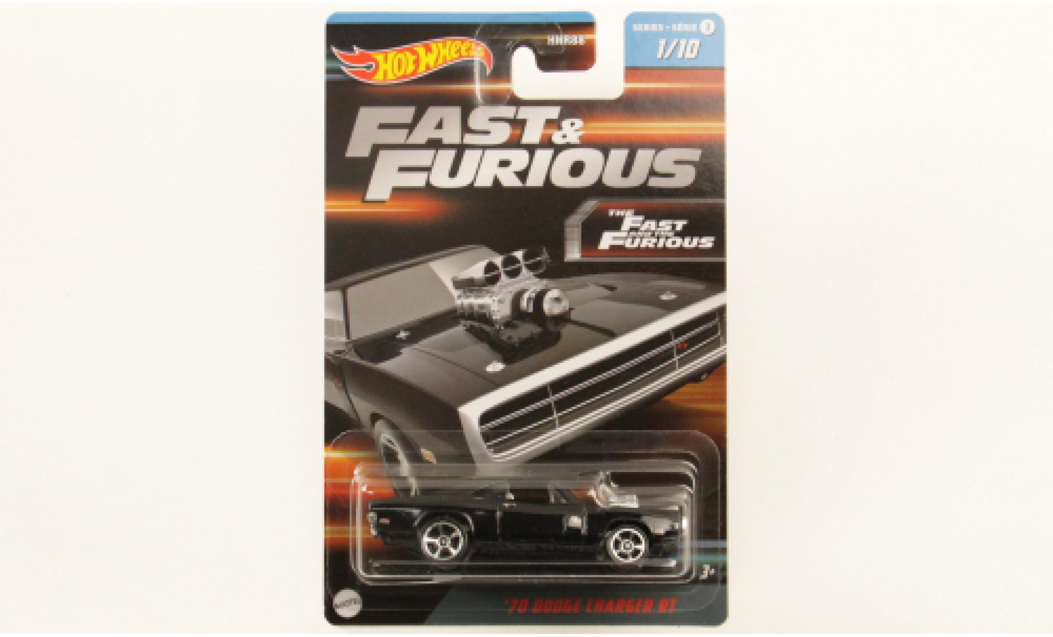 Dodge Charger 1/64 Hot Wheels R/T nero rapide & Furious 1970 modellino in miniatura