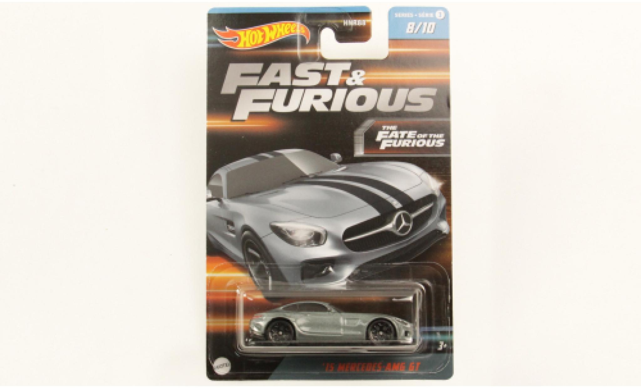Mercedes AMG GT 1/64 Hot Wheels metallise grigio rapide & Furious 2015 modellino in miniatura