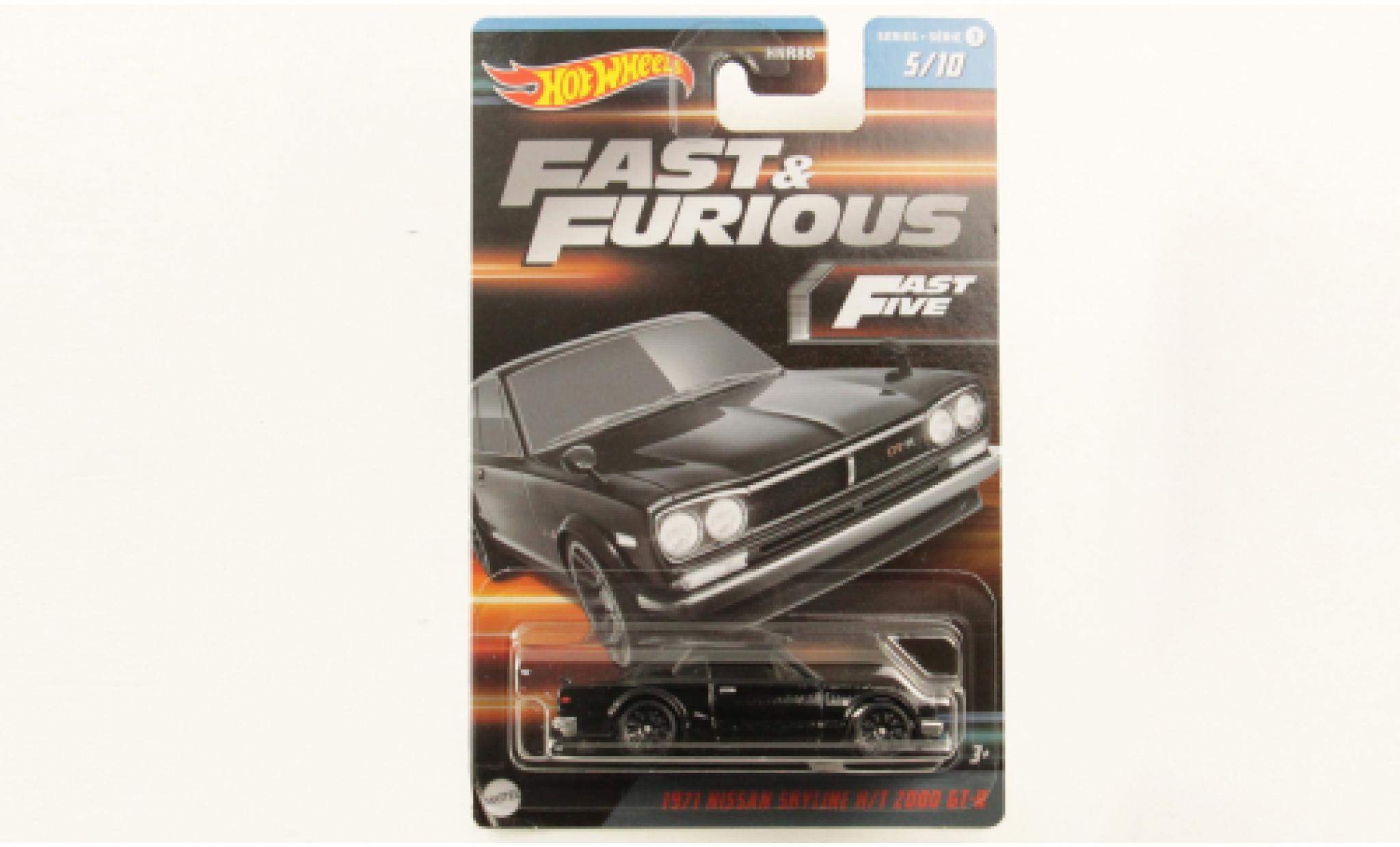Nissan Skyline 1/64 Hot Wheels 2000 GT-R (KPGC110) nero rapide & Furious 1971 modellino in miniatura