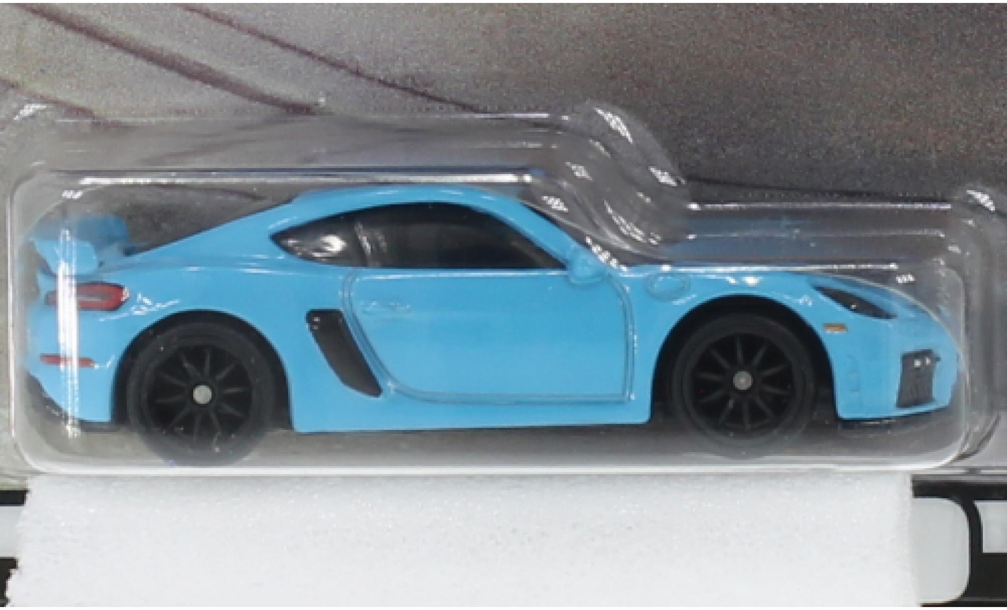 Porsche Cayman GT4 1/64 Hot Wheels Premium 718 blu clair modellino in miniatura