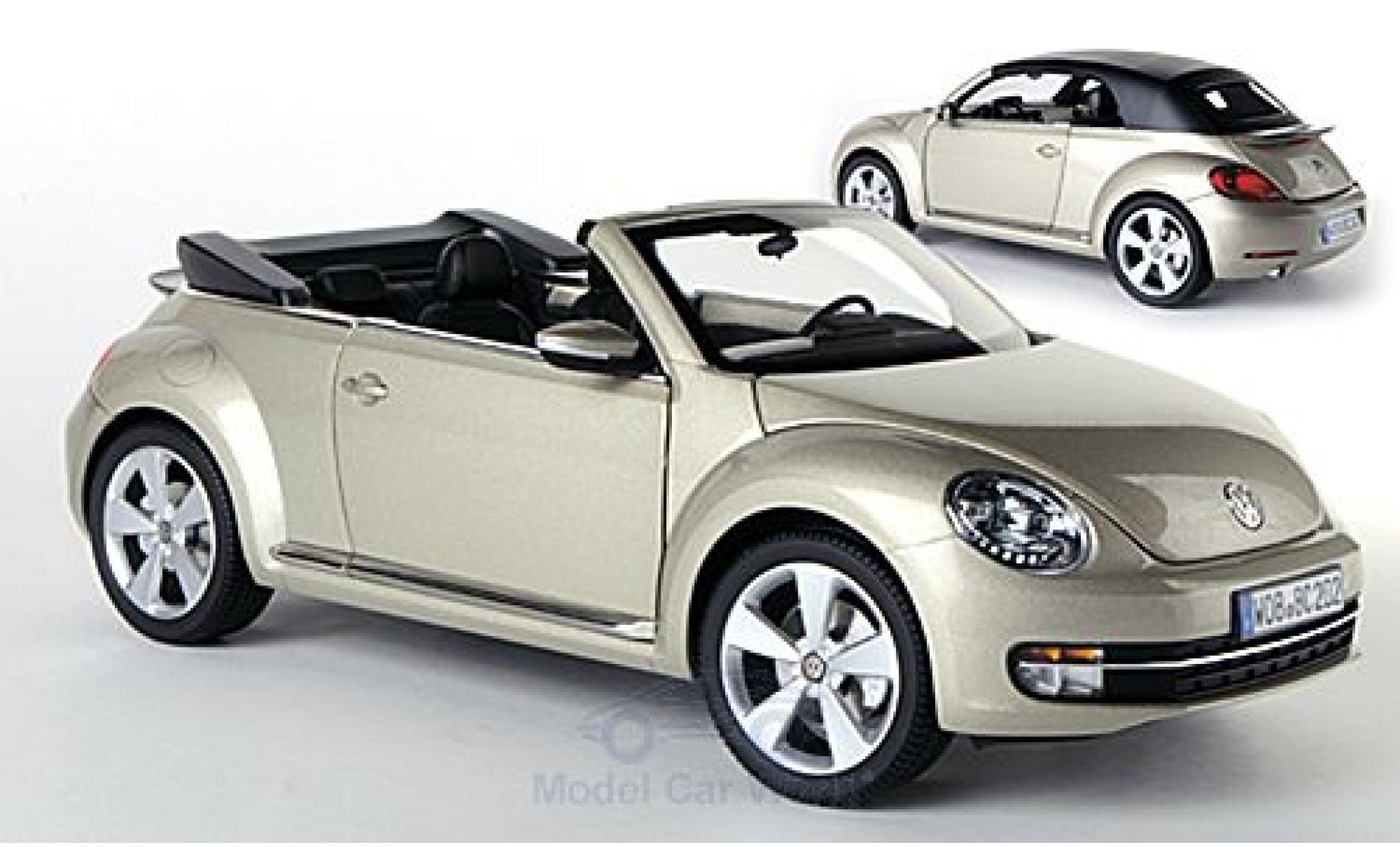 Volkswagen Beetle 1/18 Kyosho Cabriolet metallico beige 2013 Softtop liegt bei ohne Vitrine modellino in miniatura