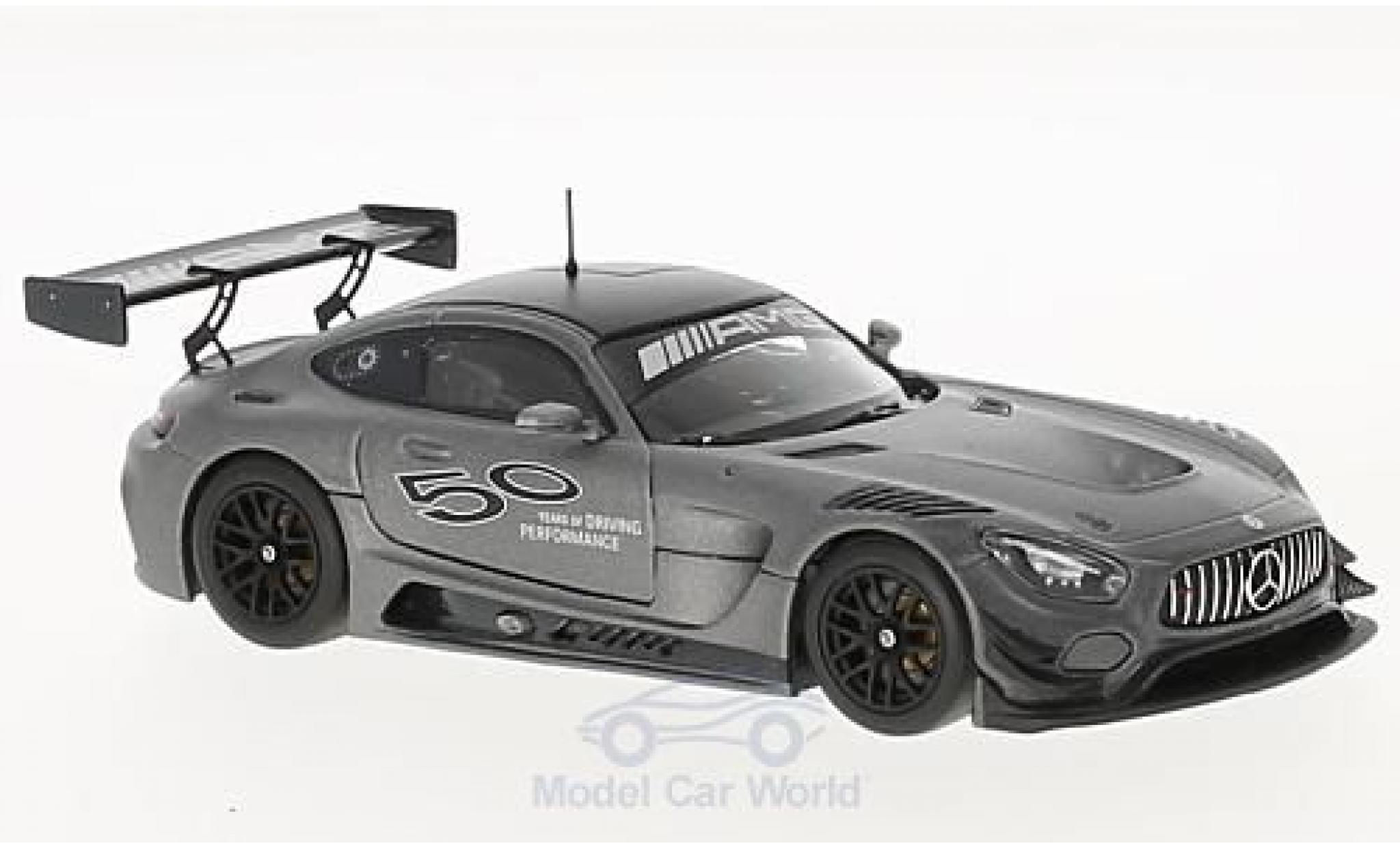 Mercedes AMG GT 1/43 Minichamps 3 metallico grigio 50 Jahre AMG modellino in miniatura