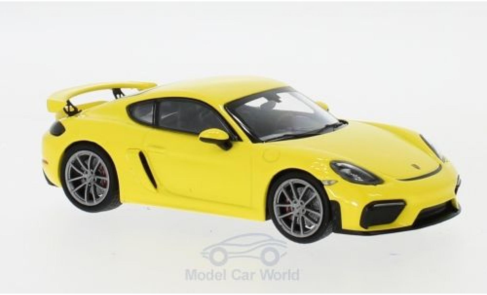 Porsche Cayman 1/43 Minichamps 718 (982) GT4 giallo 2019 modellino in miniatura