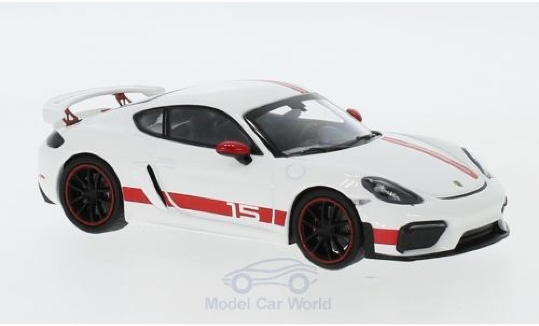 Porsche Cayman 1/43 Minichamps 718 GT4 Sports Cup Edition bianco/rosso 2019 modellino in miniatura