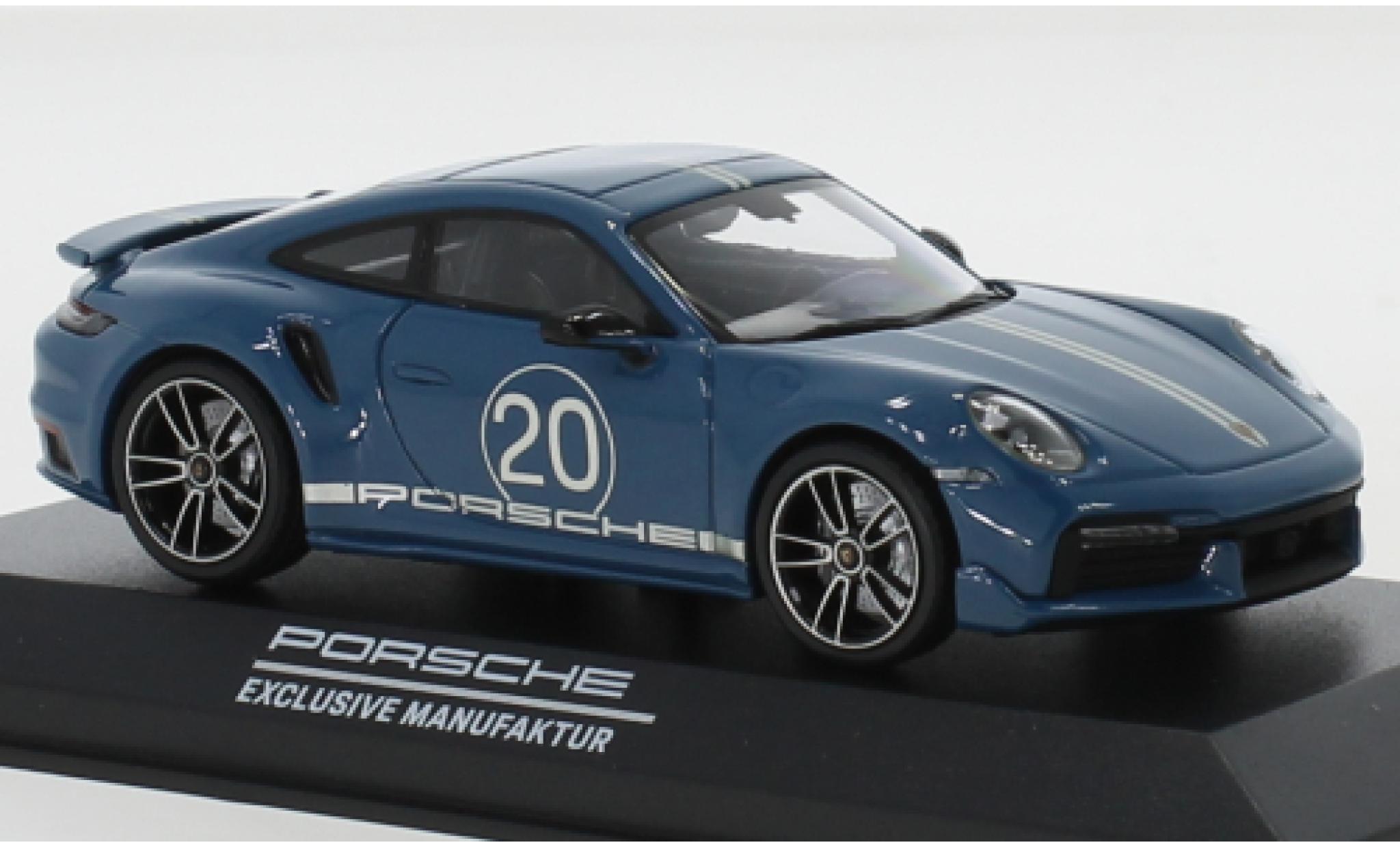 Porsche 992 Turbo s 1/43 Minichamps 911 () Turbo S blu China 20th Anniversary modellino in miniatura